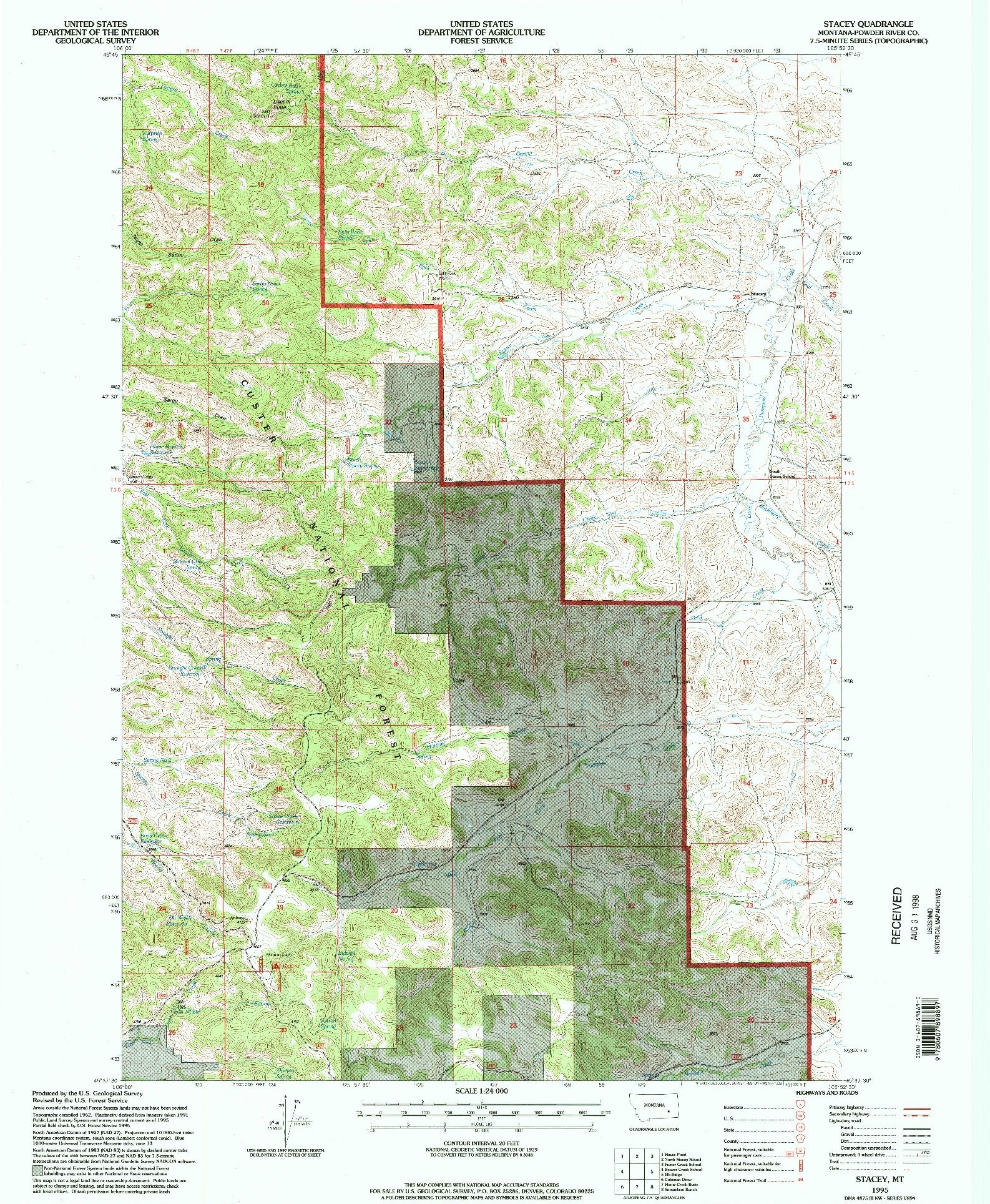 USGS 1:24000-SCALE QUADRANGLE FOR STACEY, MT 1995