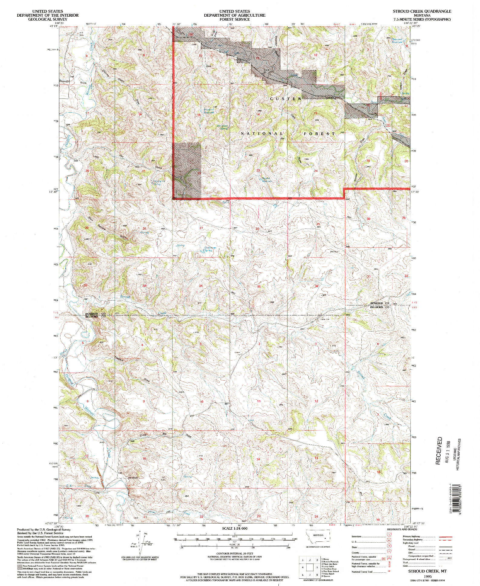 USGS 1:24000-SCALE QUADRANGLE FOR STROUD CREEK, MT 1995