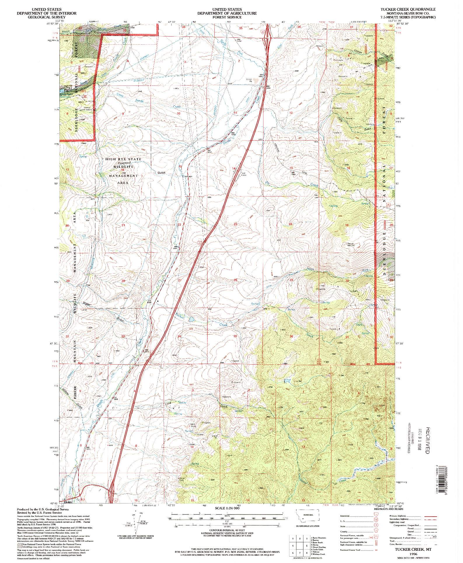 USGS 1:24000-SCALE QUADRANGLE FOR TUCKER CREEK, MT 1996