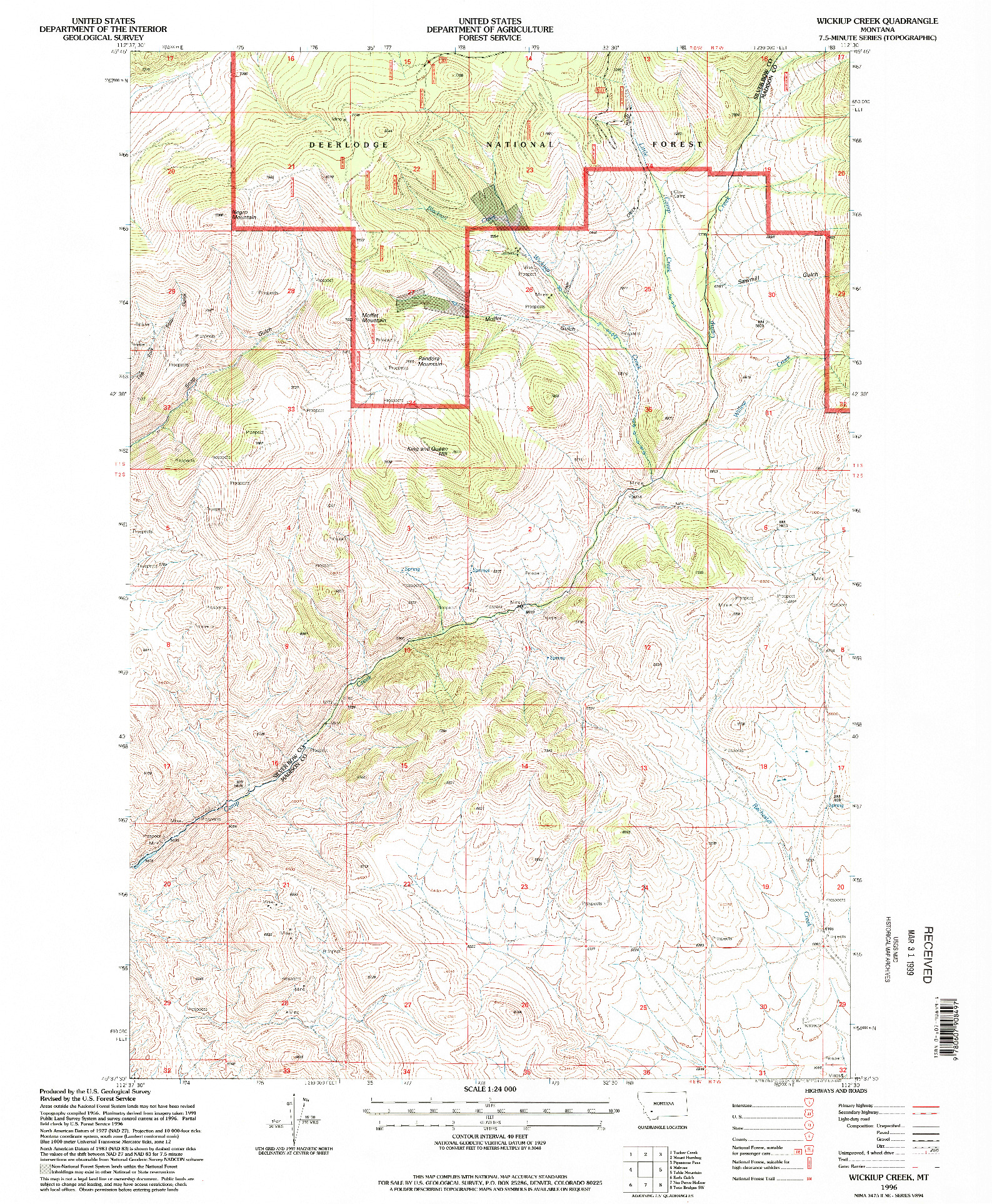 USGS 1:24000-SCALE QUADRANGLE FOR WICKIUP CREEK, MT 1996