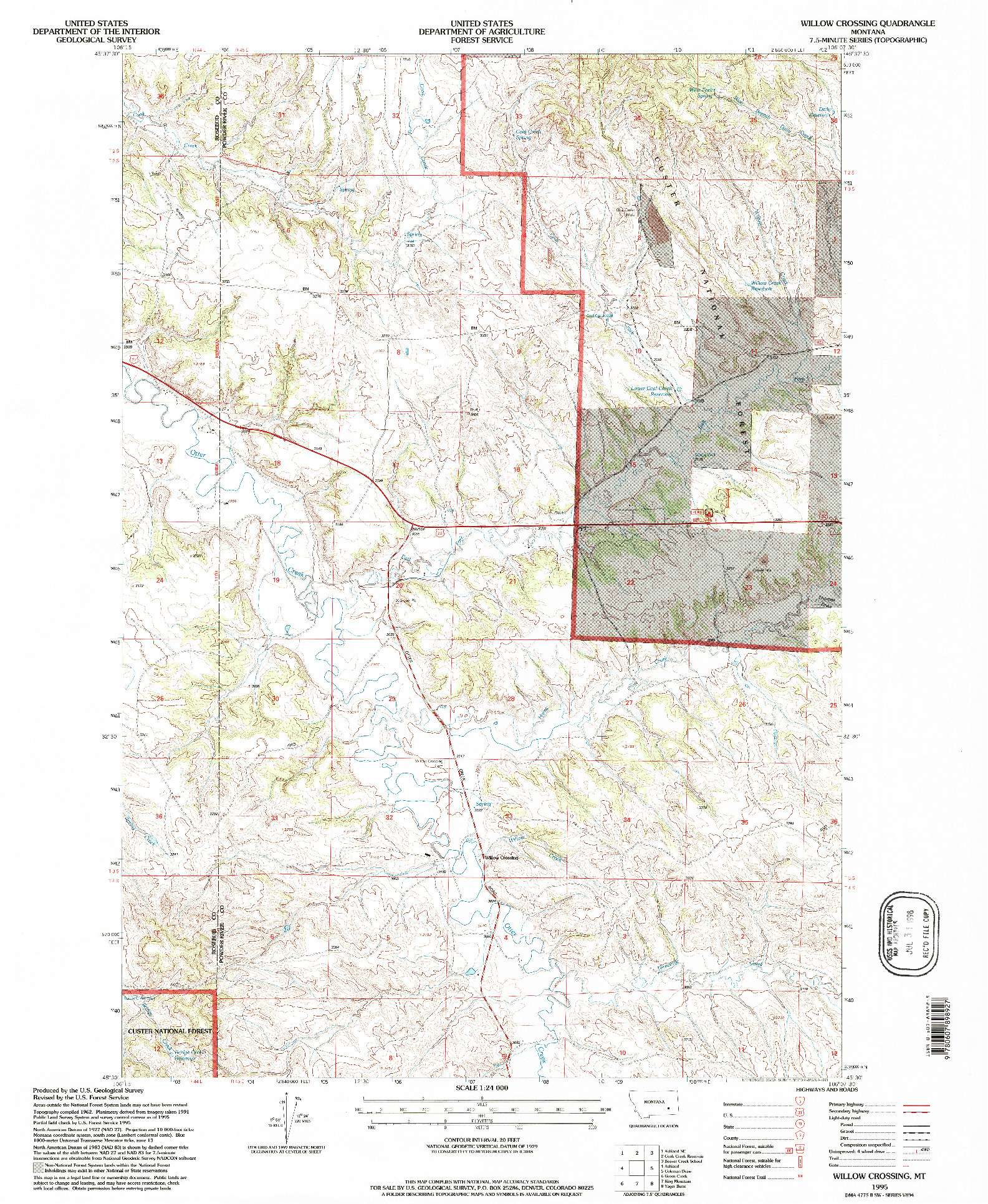 USGS 1:24000-SCALE QUADRANGLE FOR WILLOW CROSSING, MT 1995