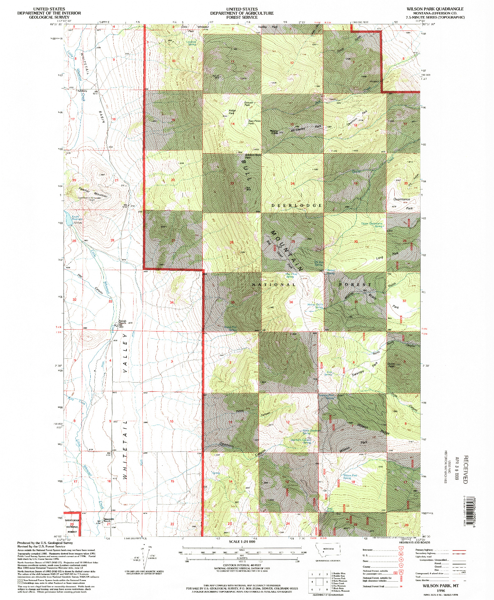 USGS 1:24000-SCALE QUADRANGLE FOR WILSON PARK, MT 1996