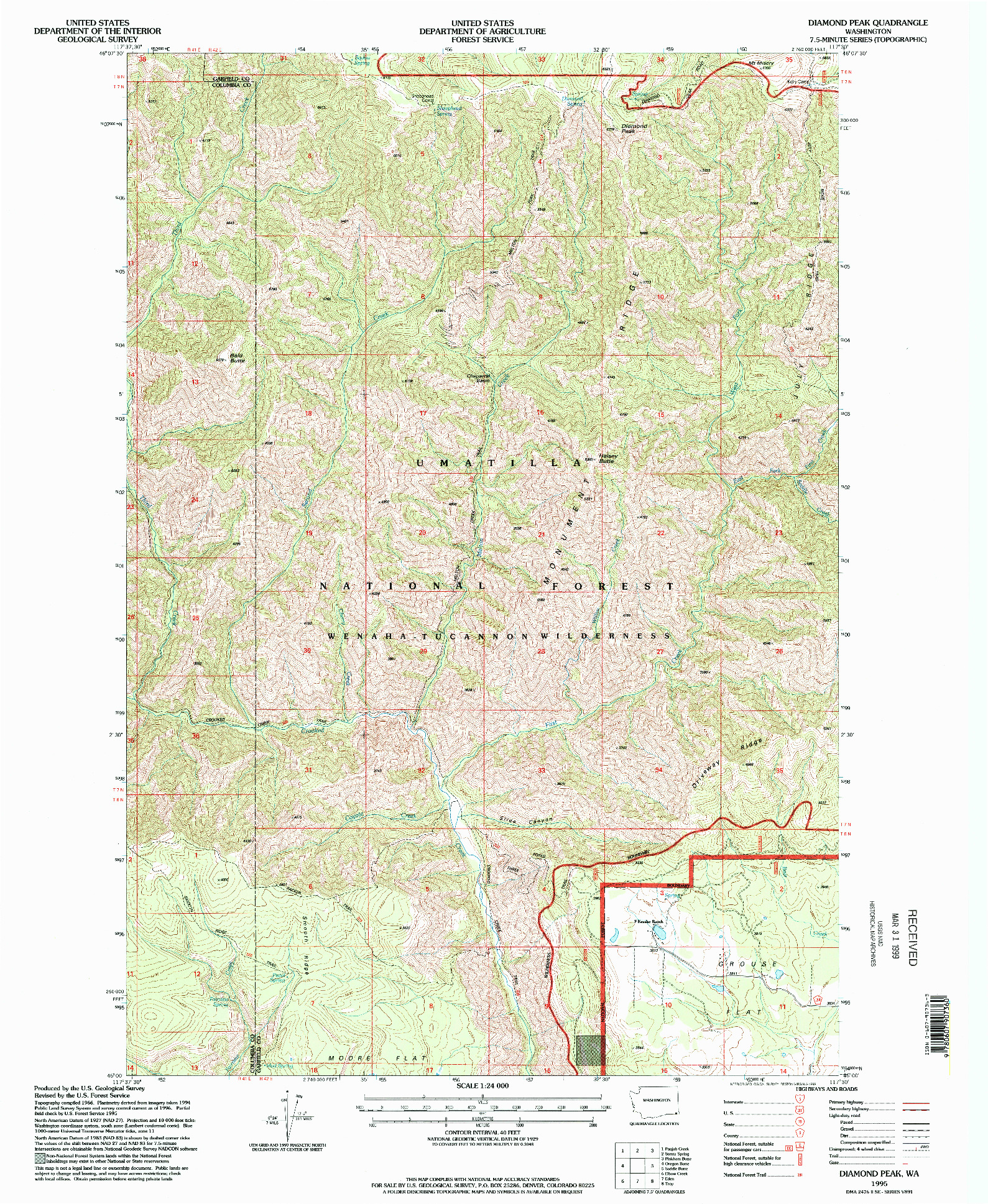 USGS 1:24000-SCALE QUADRANGLE FOR DIAMOND PEAK, WA 1995