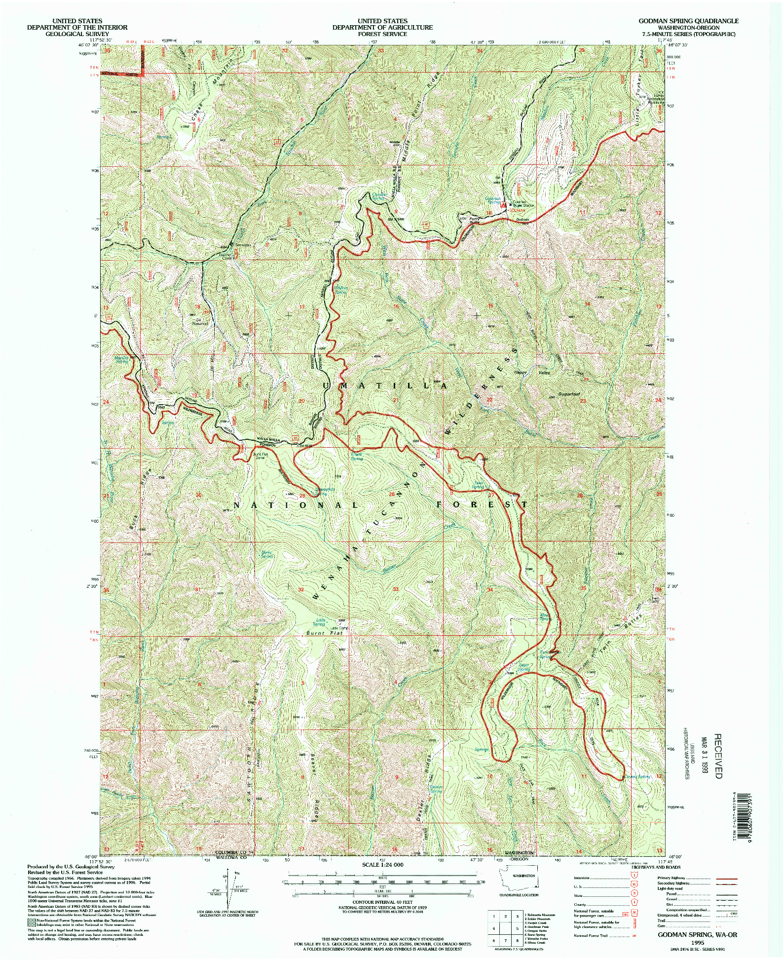 USGS 1:24000-SCALE QUADRANGLE FOR GODMAN SPRING, WA 1995