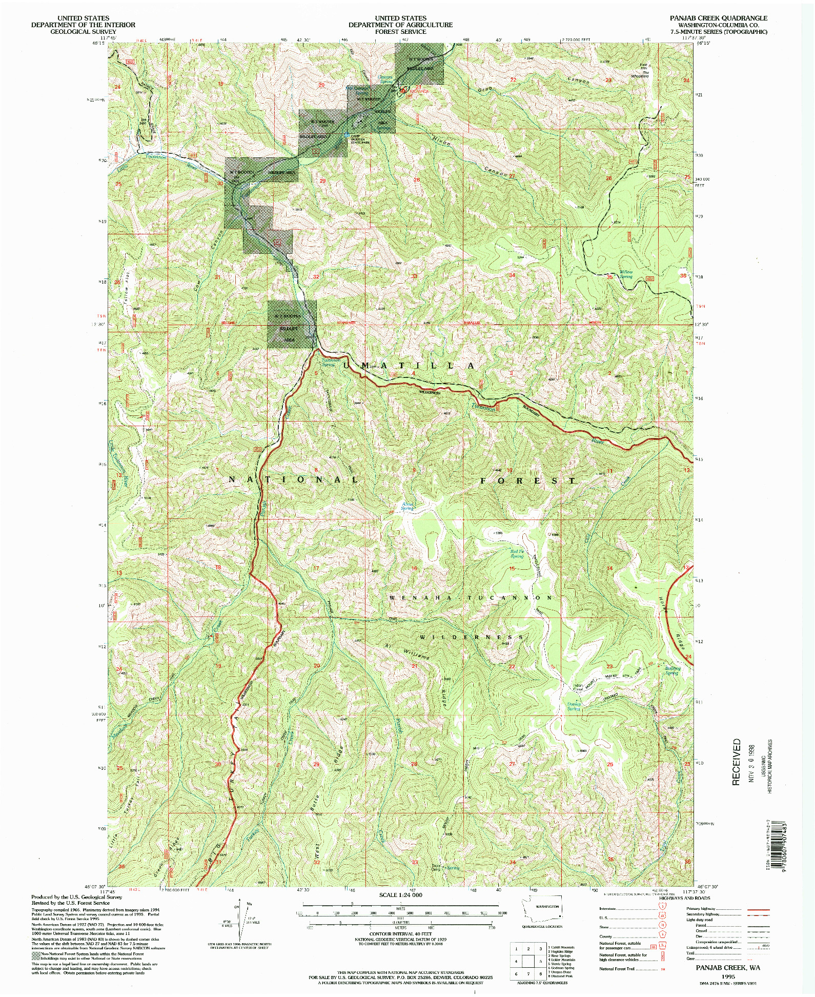 USGS 1:24000-SCALE QUADRANGLE FOR PANJAB CREEK, WA 1995