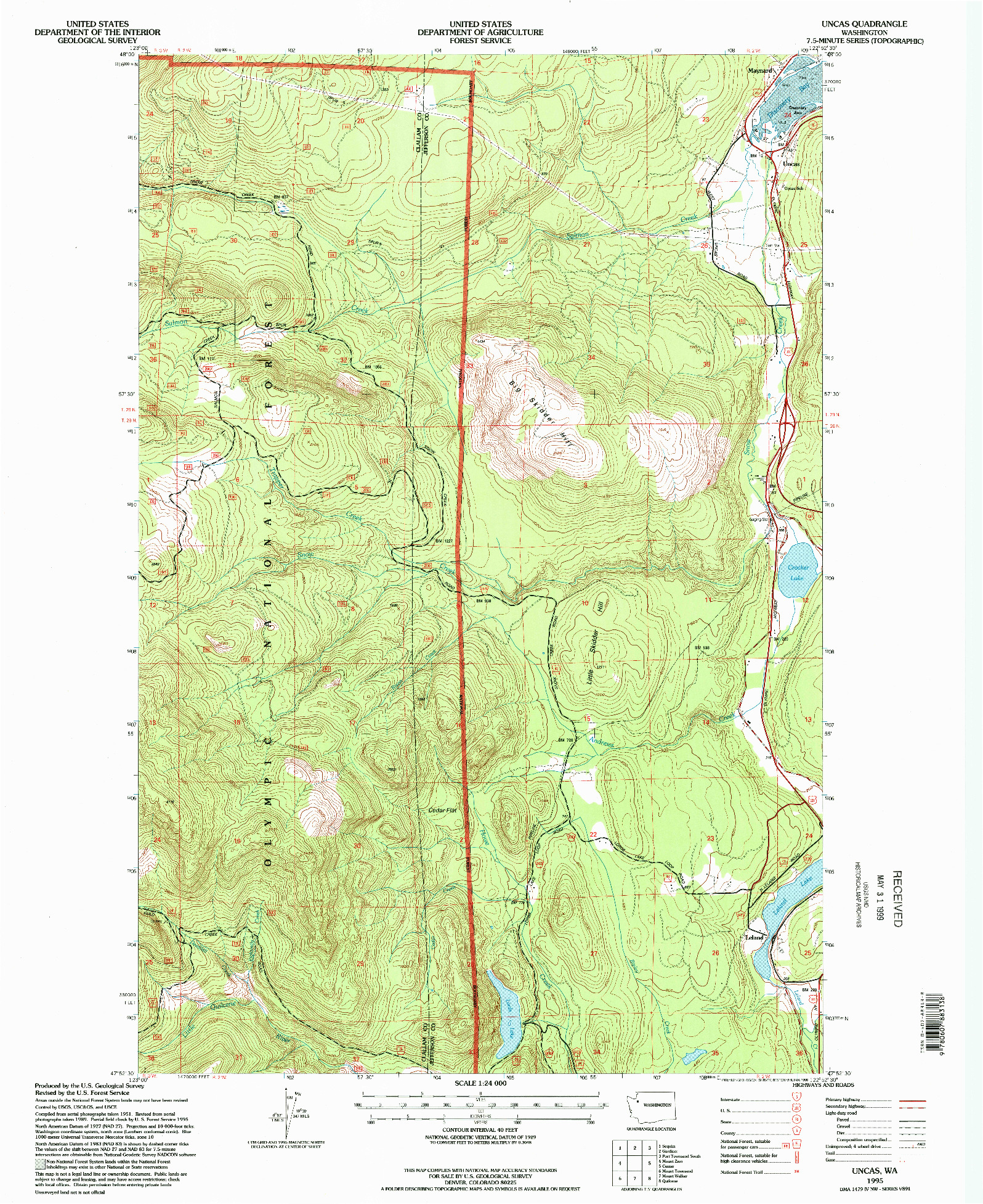 USGS 1:24000-SCALE QUADRANGLE FOR UNCAS, WA 1995