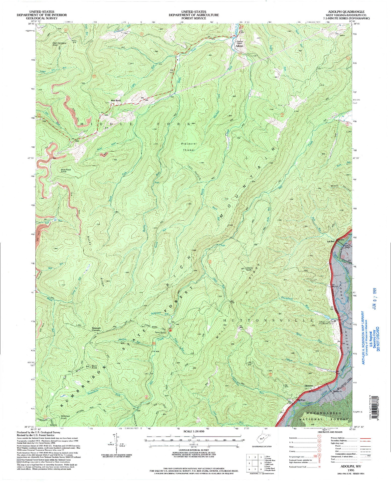 USGS 1:24000-SCALE QUADRANGLE FOR ADOLPH, WV 1995