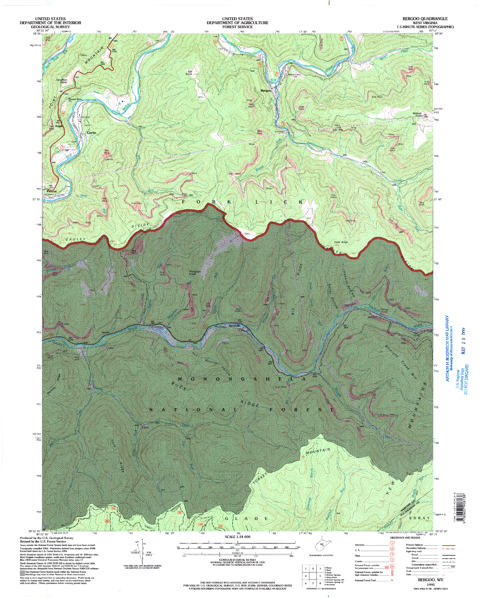 USGS 1:24000-SCALE QUADRANGLE FOR BERGOO, WV 1995