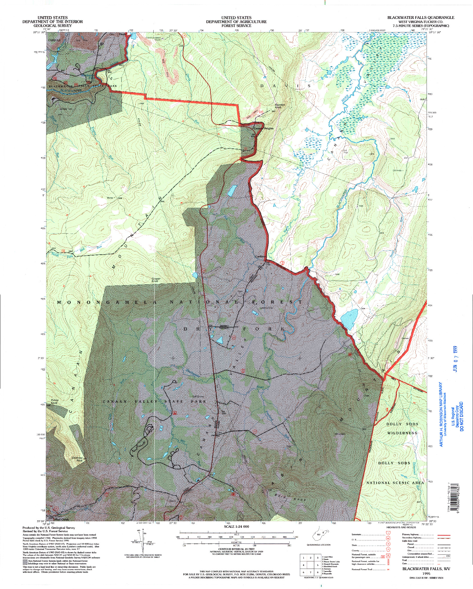 USGS 1:24000-SCALE QUADRANGLE FOR BLACKWATER FALLS, WV 1995