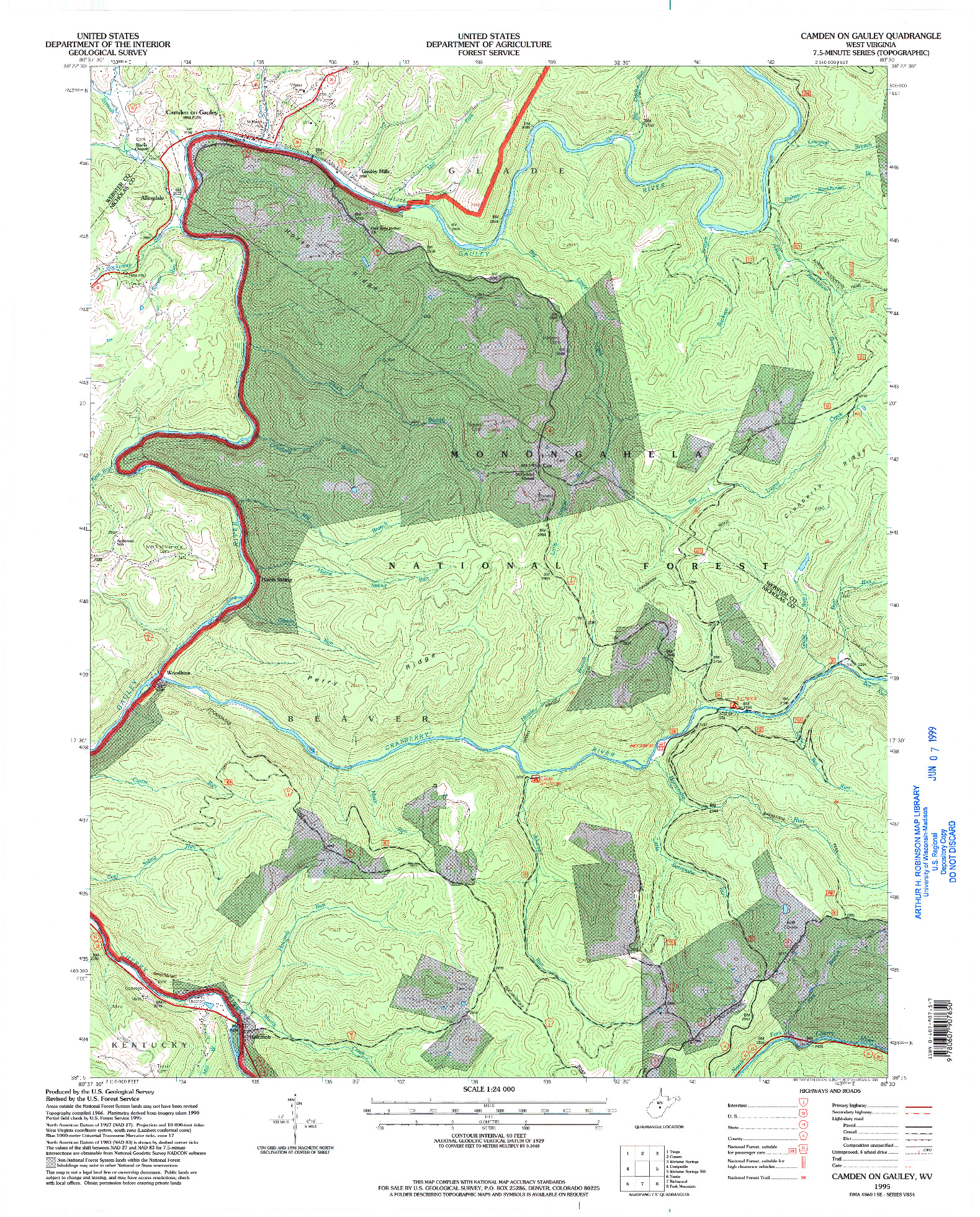 USGS 1:24000-SCALE QUADRANGLE FOR CAMDEN ON GAULEY, WV 1995