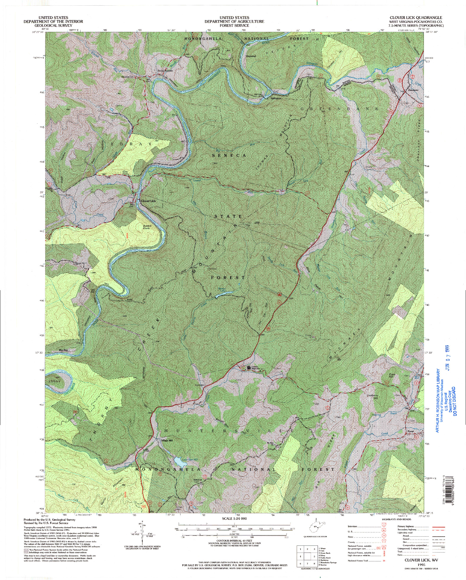 USGS 1:24000-SCALE QUADRANGLE FOR CLOVER LICK, WV 1995