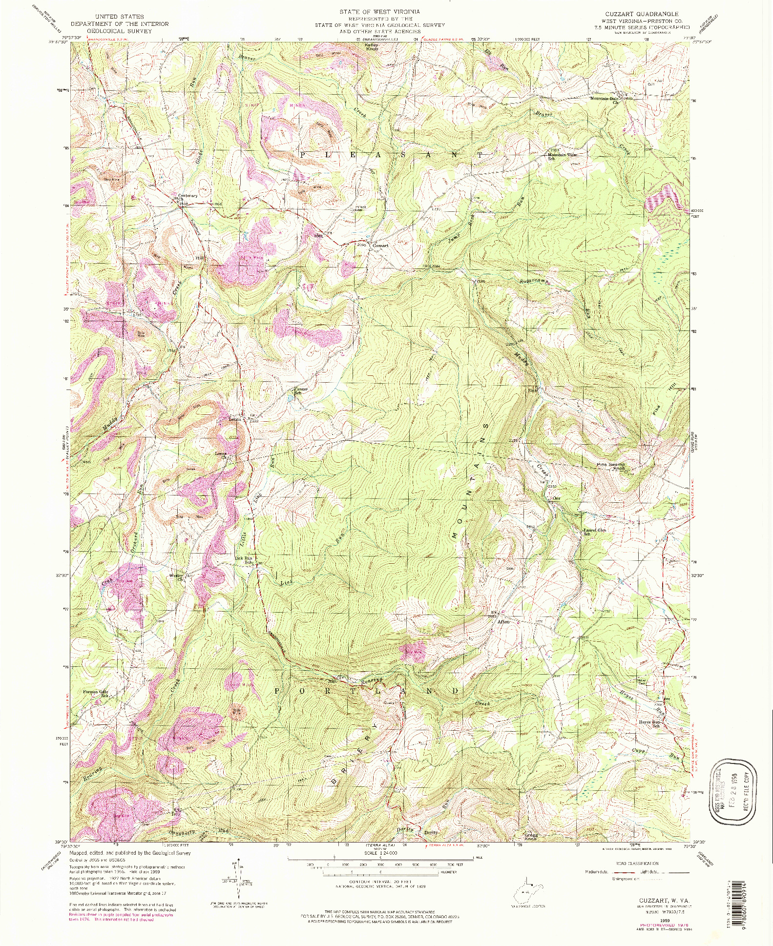 USGS 1:24000-SCALE QUADRANGLE FOR CUZZART, WV 1959