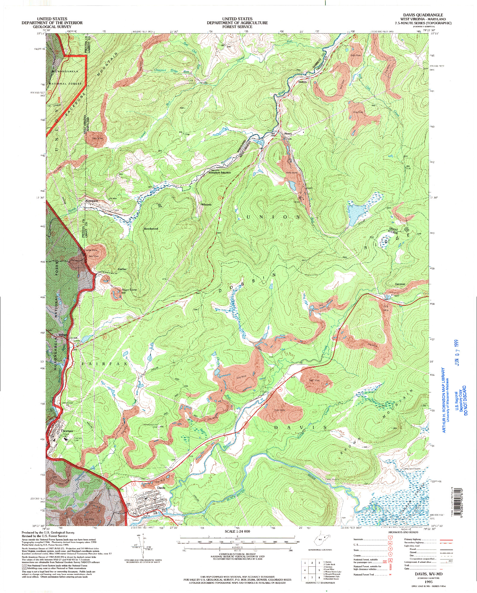 USGS 1:24000-SCALE QUADRANGLE FOR DAVIS, WV 1995