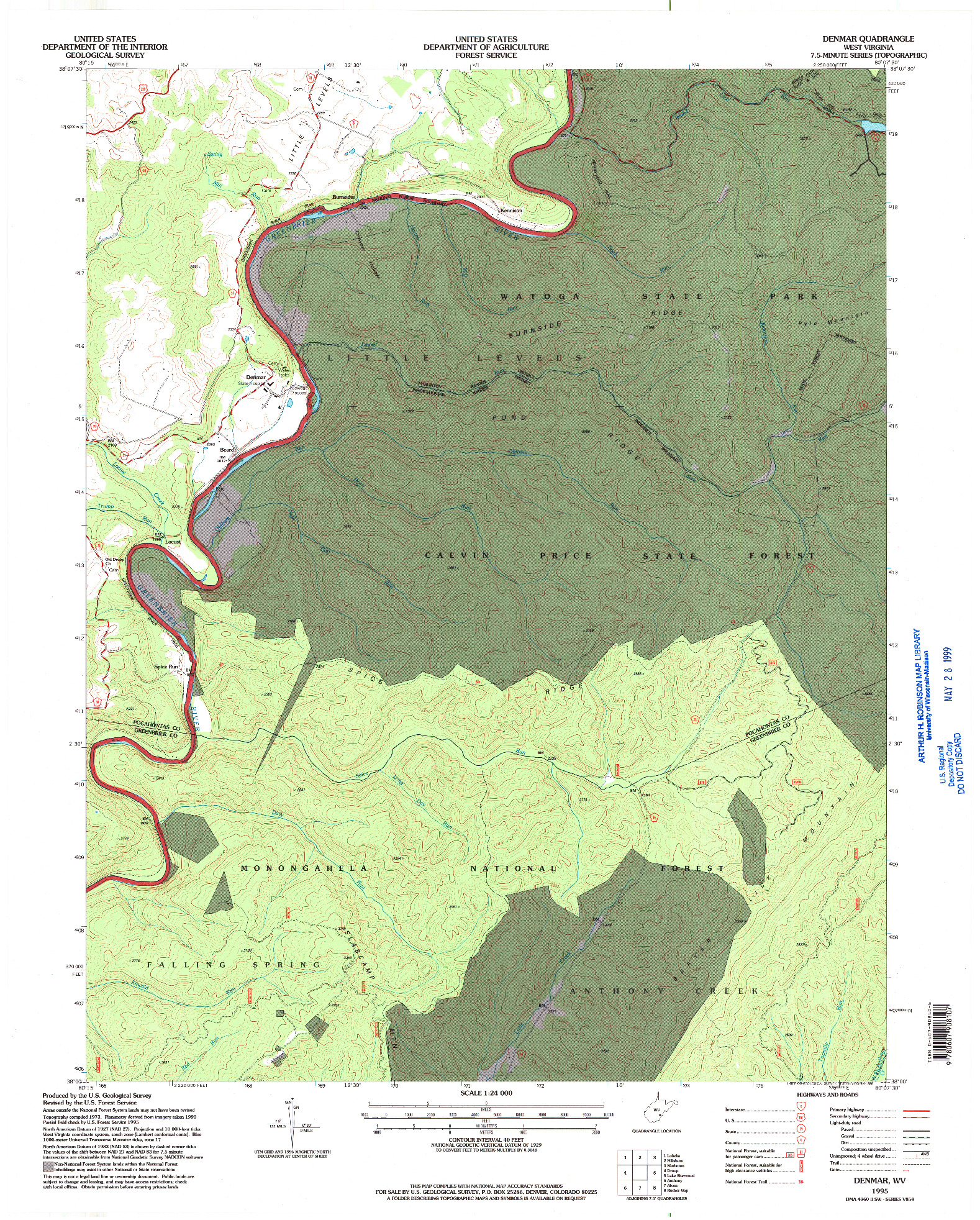 USGS 1:24000-SCALE QUADRANGLE FOR DENMAR, WV 1995