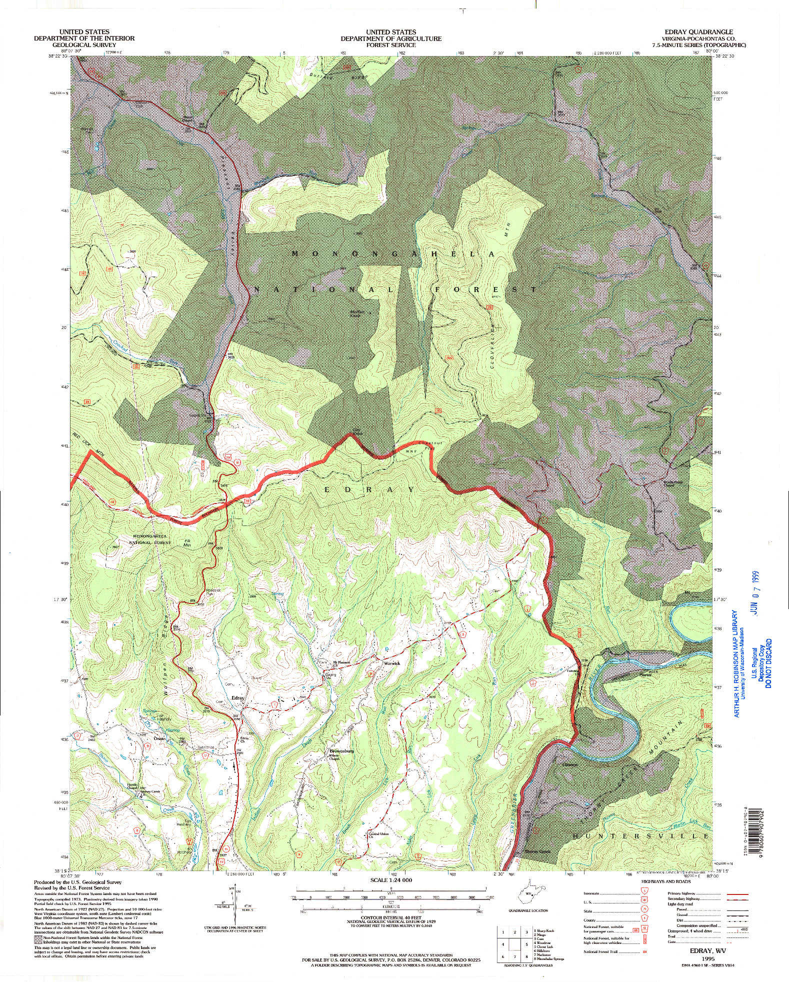 USGS 1:24000-SCALE QUADRANGLE FOR EDRAY, WV 1995