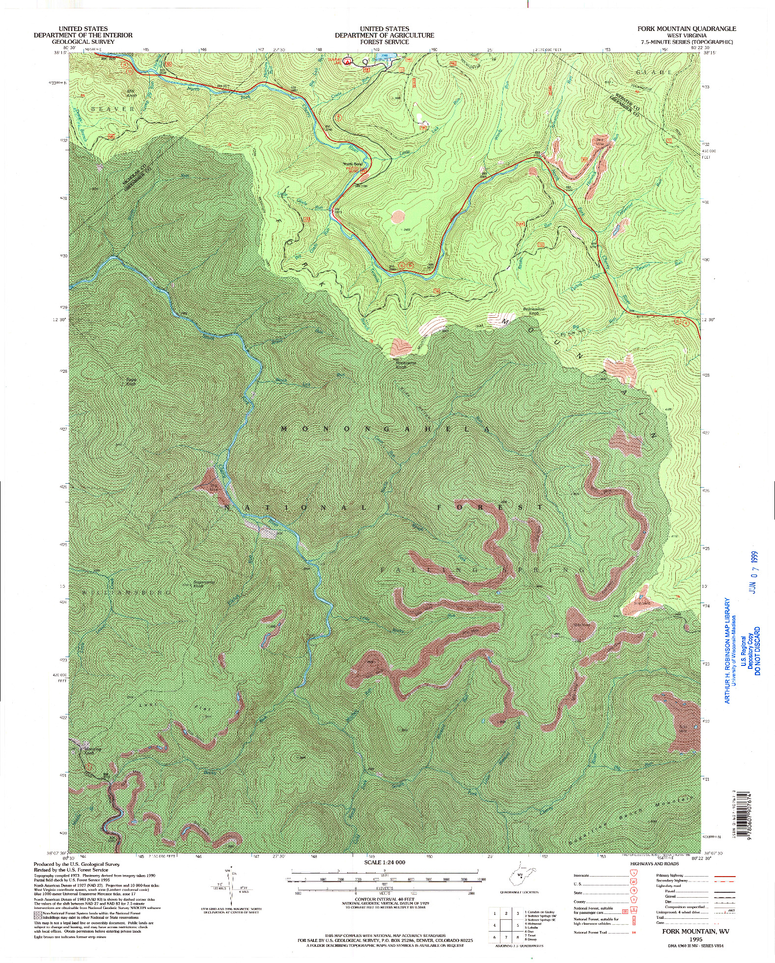 USGS 1:24000-SCALE QUADRANGLE FOR FORK MOUNTAIN, WV 1995