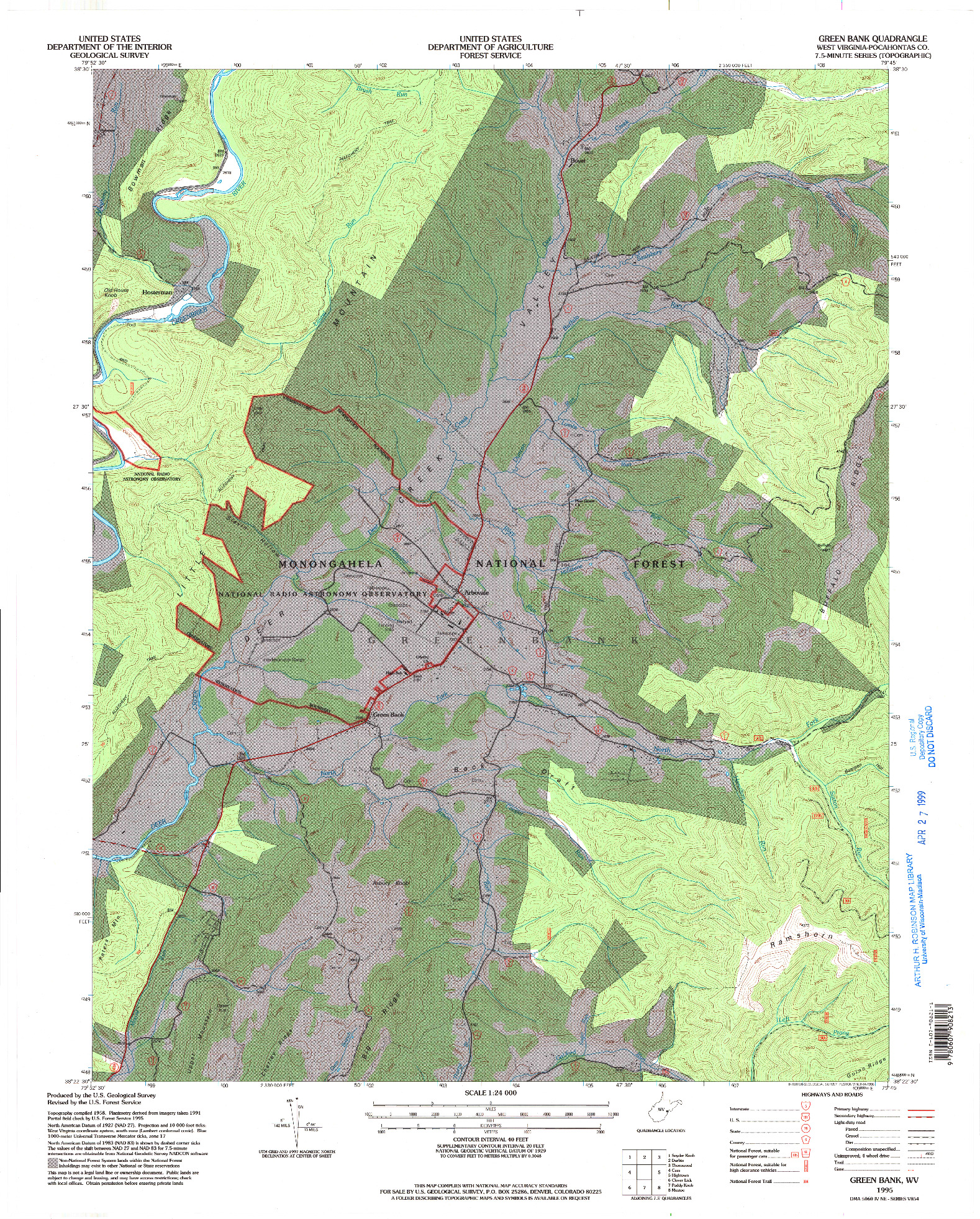 USGS 1:24000-SCALE QUADRANGLE FOR GREEN BANK, WV 1995