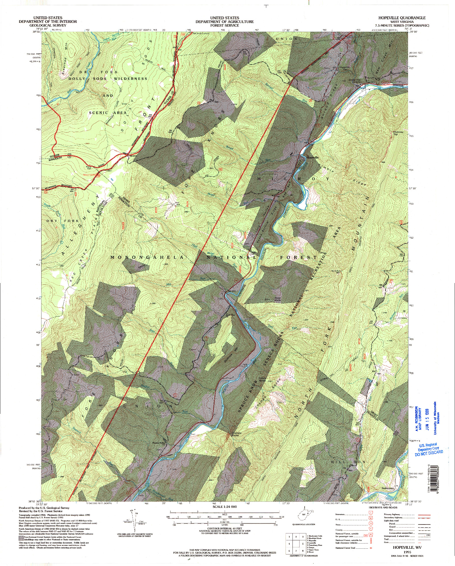 USGS 1:24000-SCALE QUADRANGLE FOR HOPEVILLE, WV 1995
