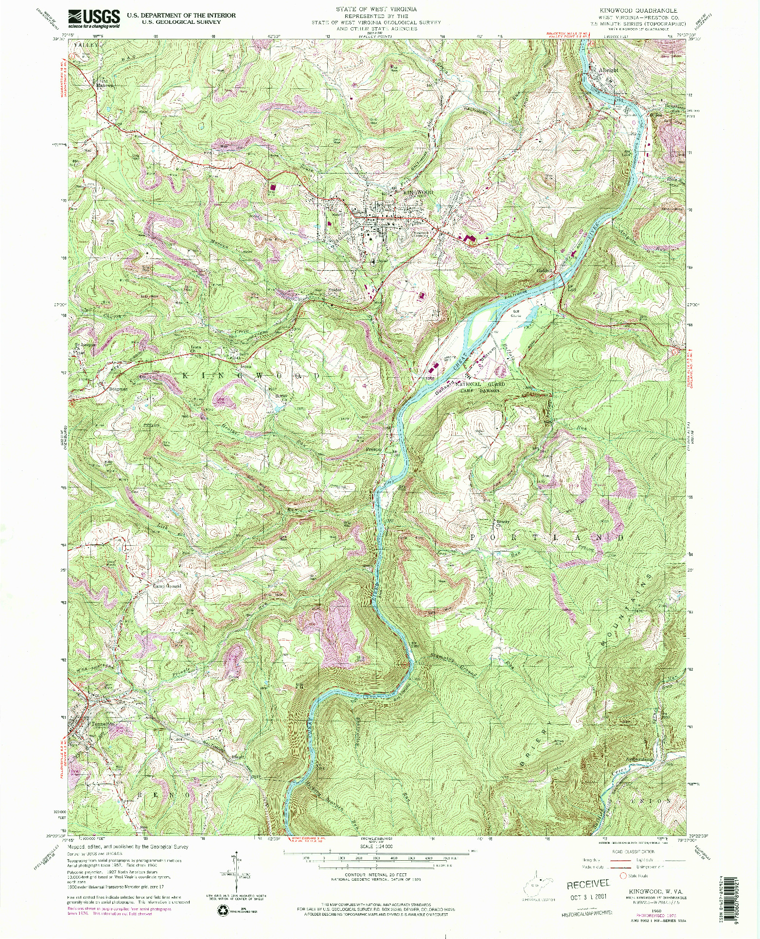 USGS 1:24000-SCALE QUADRANGLE FOR KINGWOOD, WV 1960