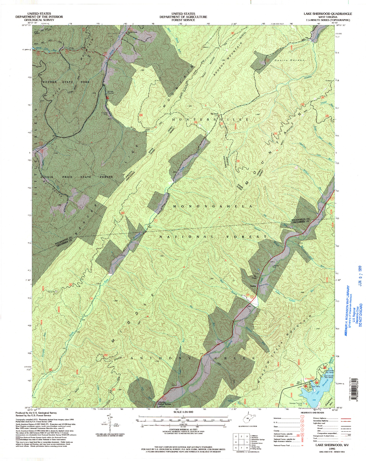 USGS 1:24000-SCALE QUADRANGLE FOR LAKE SHERWOOD, WV 1995