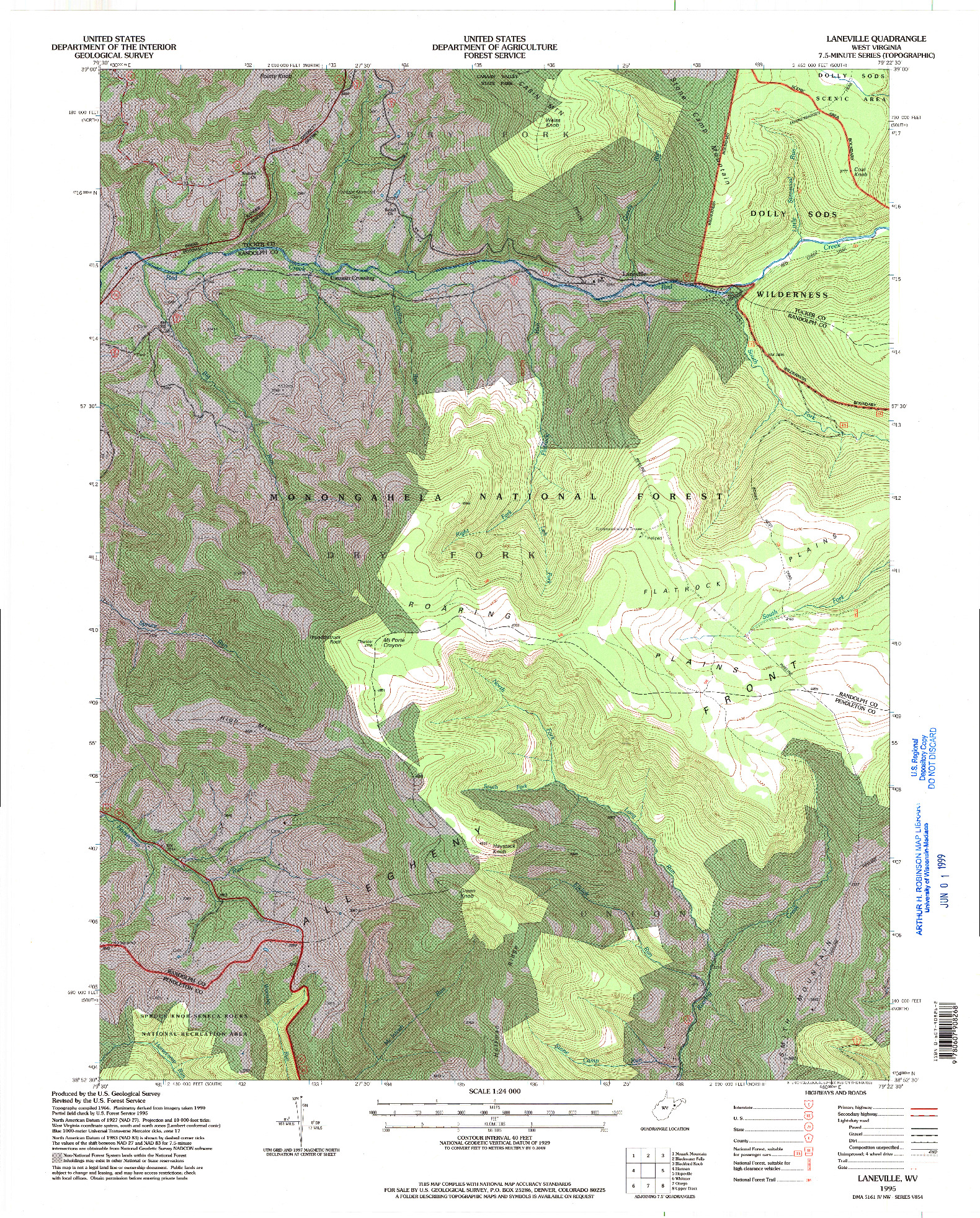 USGS 1:24000-SCALE QUADRANGLE FOR LANEVILLE, WV 1995