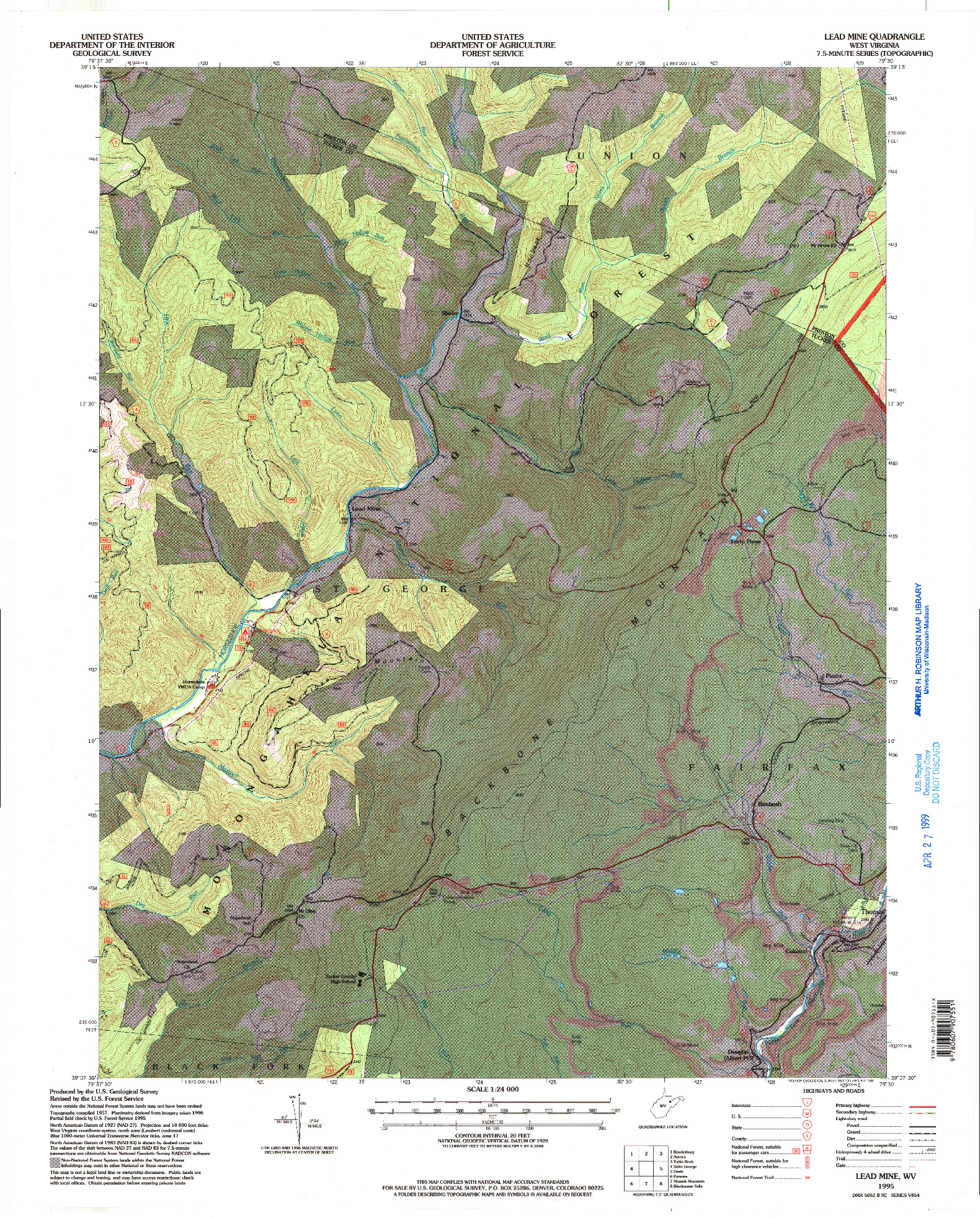 USGS 1:24000-SCALE QUADRANGLE FOR LEAD MINE, WV 1995