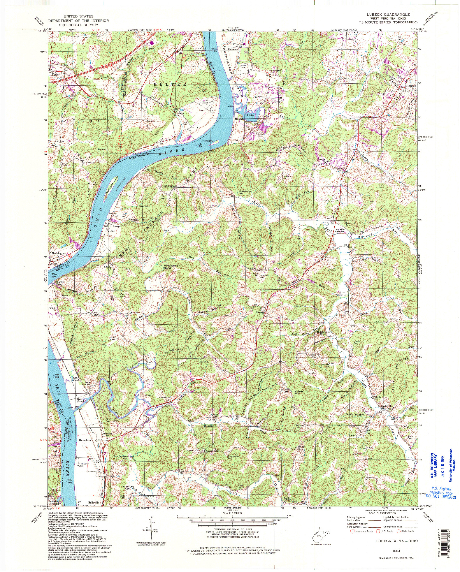 USGS 1:24000-SCALE QUADRANGLE FOR LUBECK, WV 1994