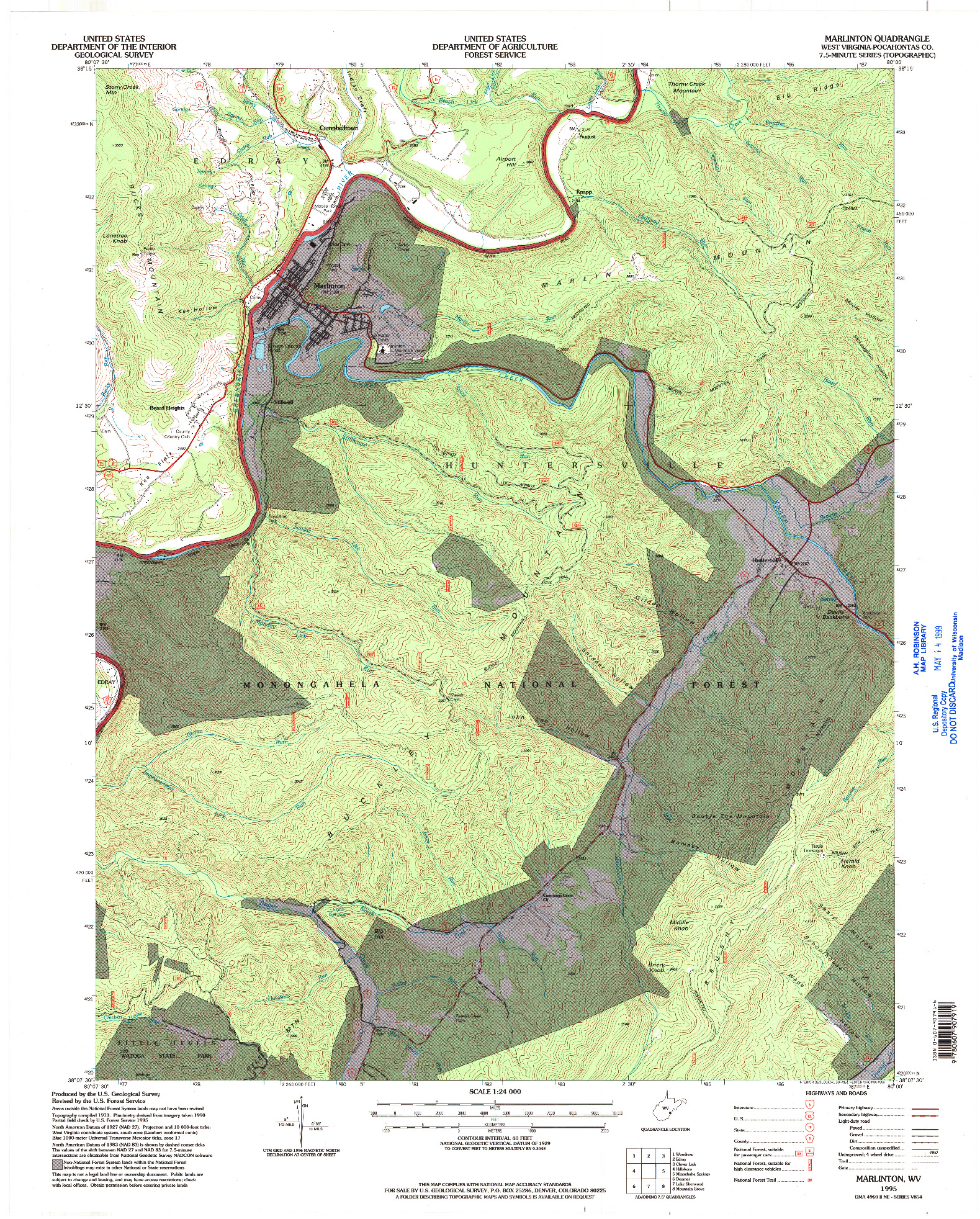 USGS 1:24000-SCALE QUADRANGLE FOR MARLINTON, WV 1995