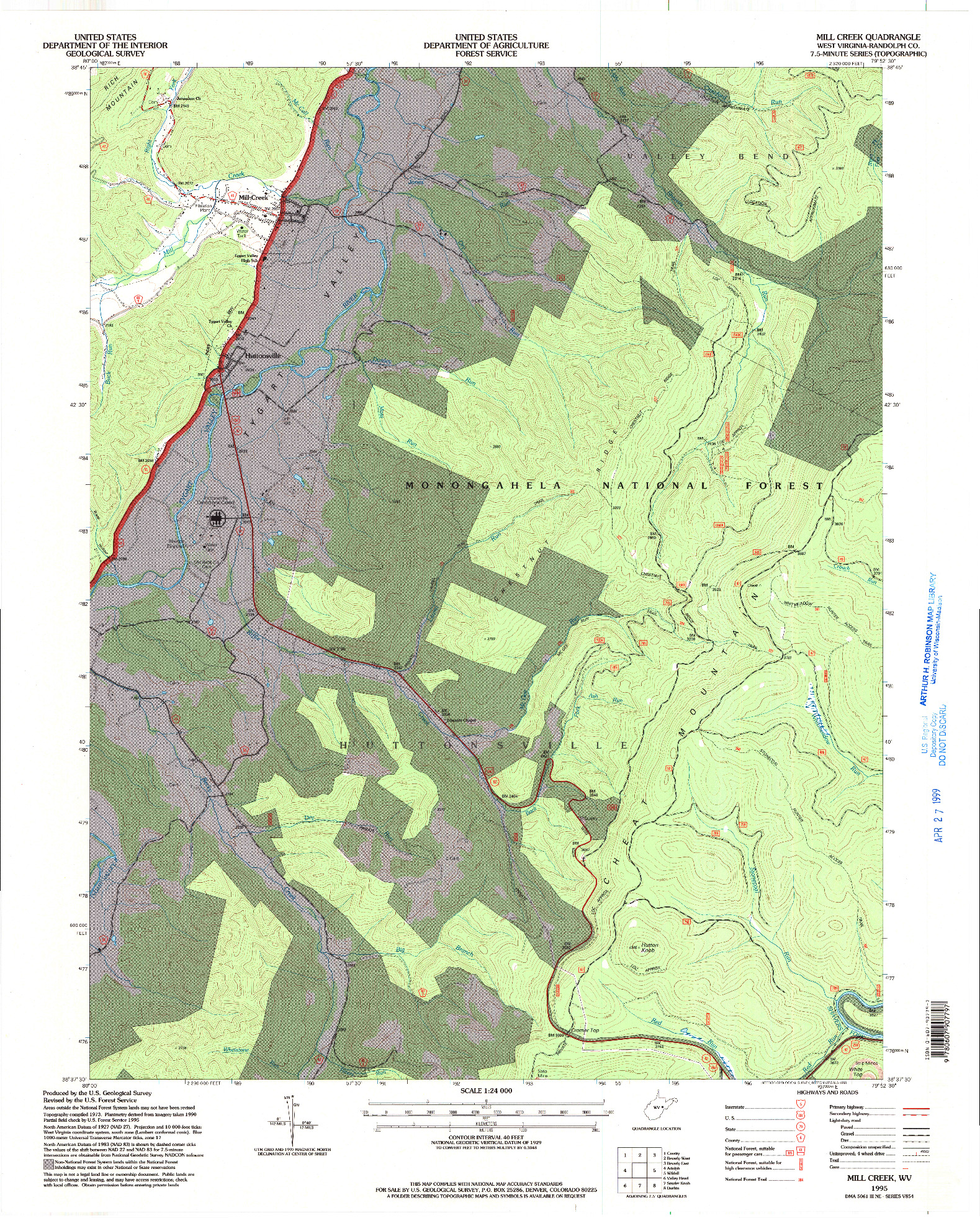 USGS 1:24000-SCALE QUADRANGLE FOR MILL CREEK, WV 1995