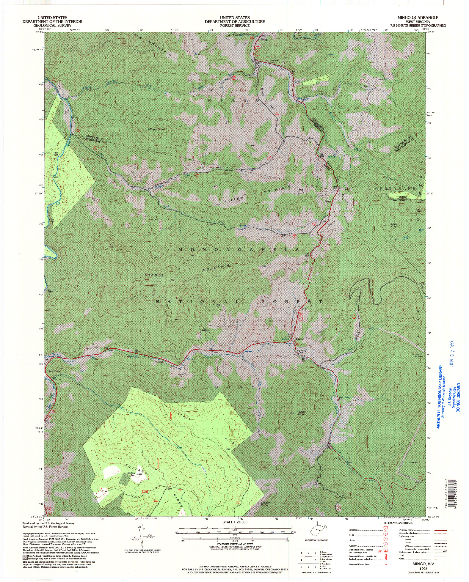 USGS 1:24000-SCALE QUADRANGLE FOR MINGO, WV 1995