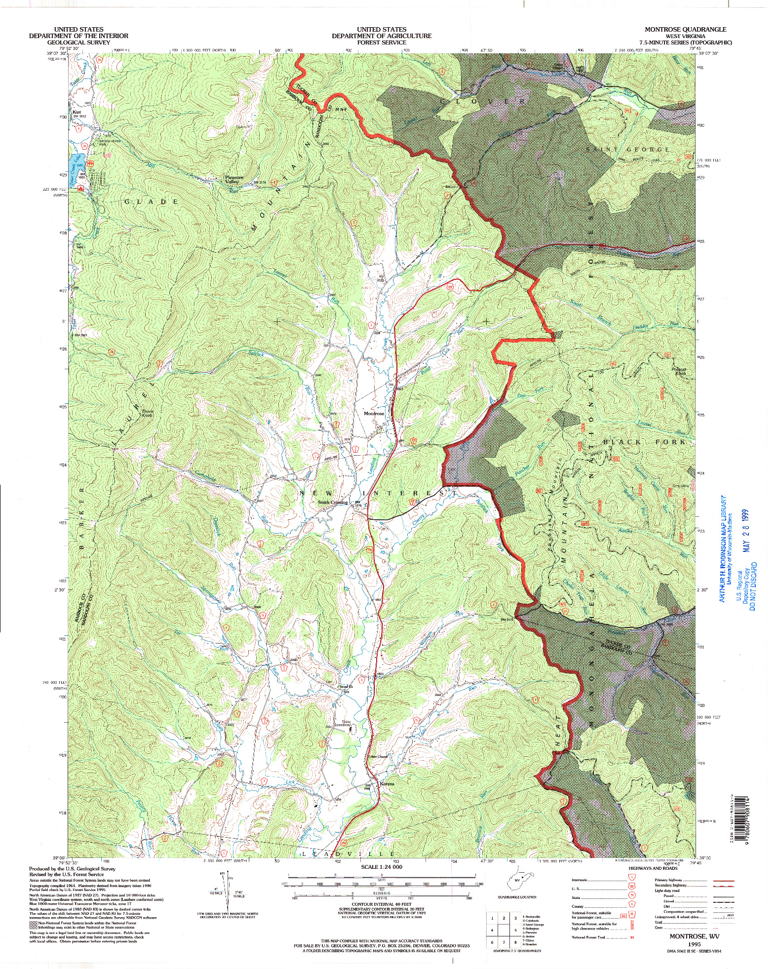 USGS 1:24000-SCALE QUADRANGLE FOR MONTROSE, WV 1995