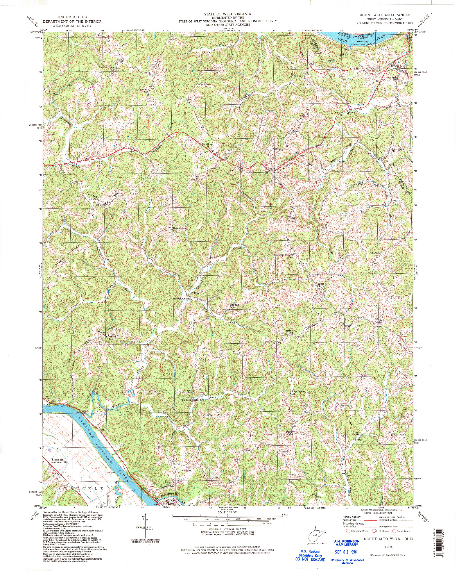 USGS 1:24000-SCALE QUADRANGLE FOR MOUNT ALTO, WV 1994