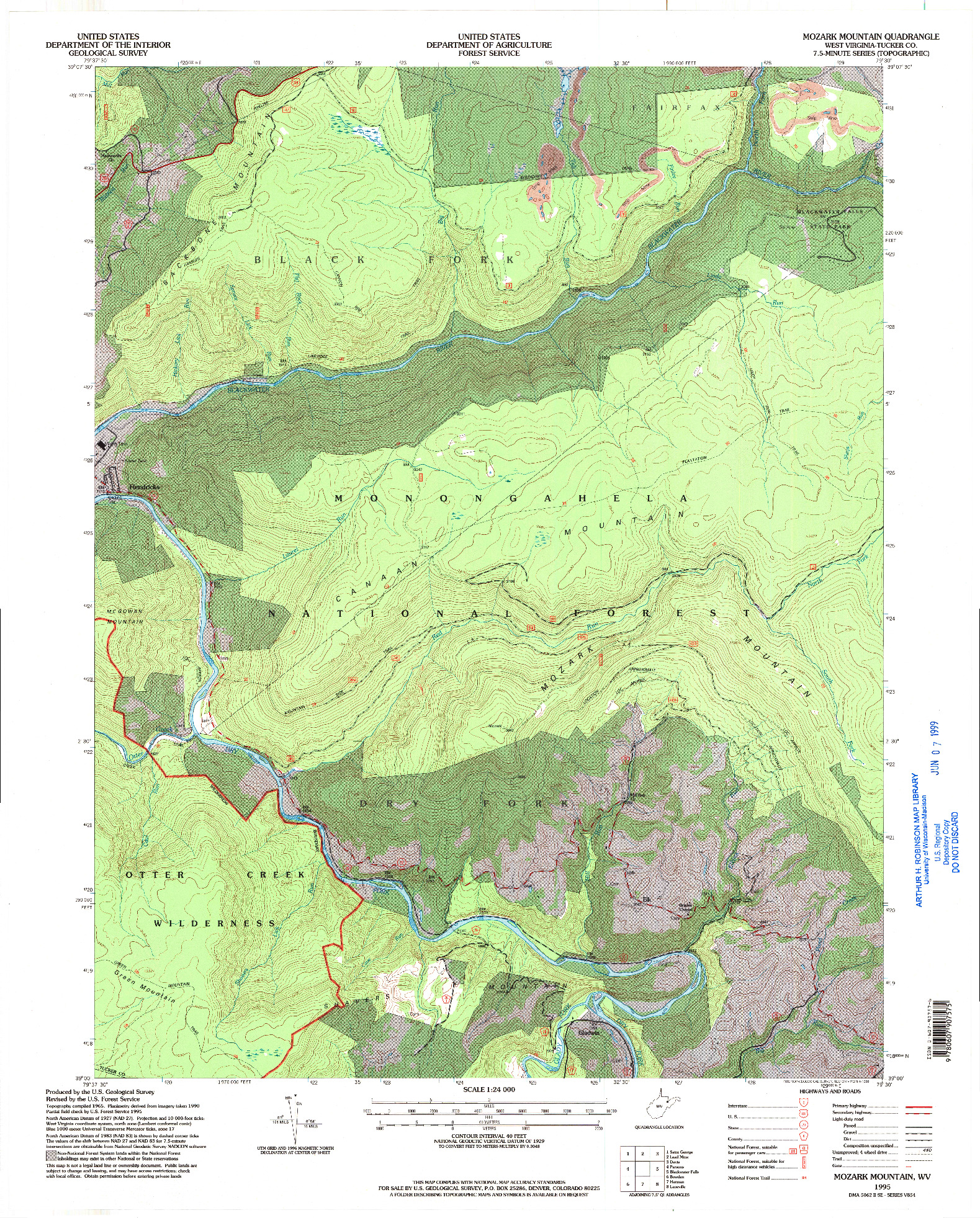 USGS 1:24000-SCALE QUADRANGLE FOR MOZARK MOUNTAIN, WV 1995
