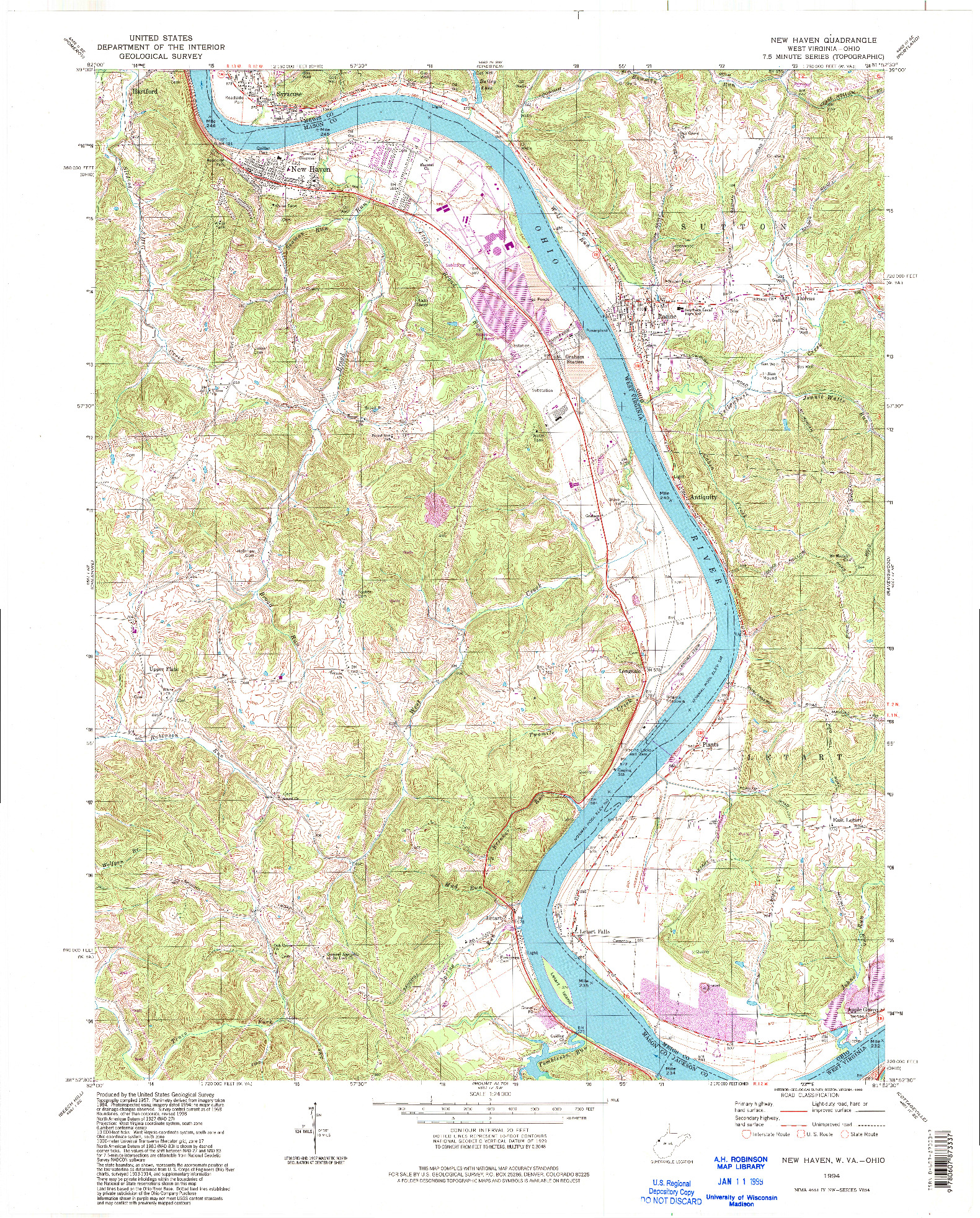 USGS 1:24000-SCALE QUADRANGLE FOR NEW HAVEN, WV 1994