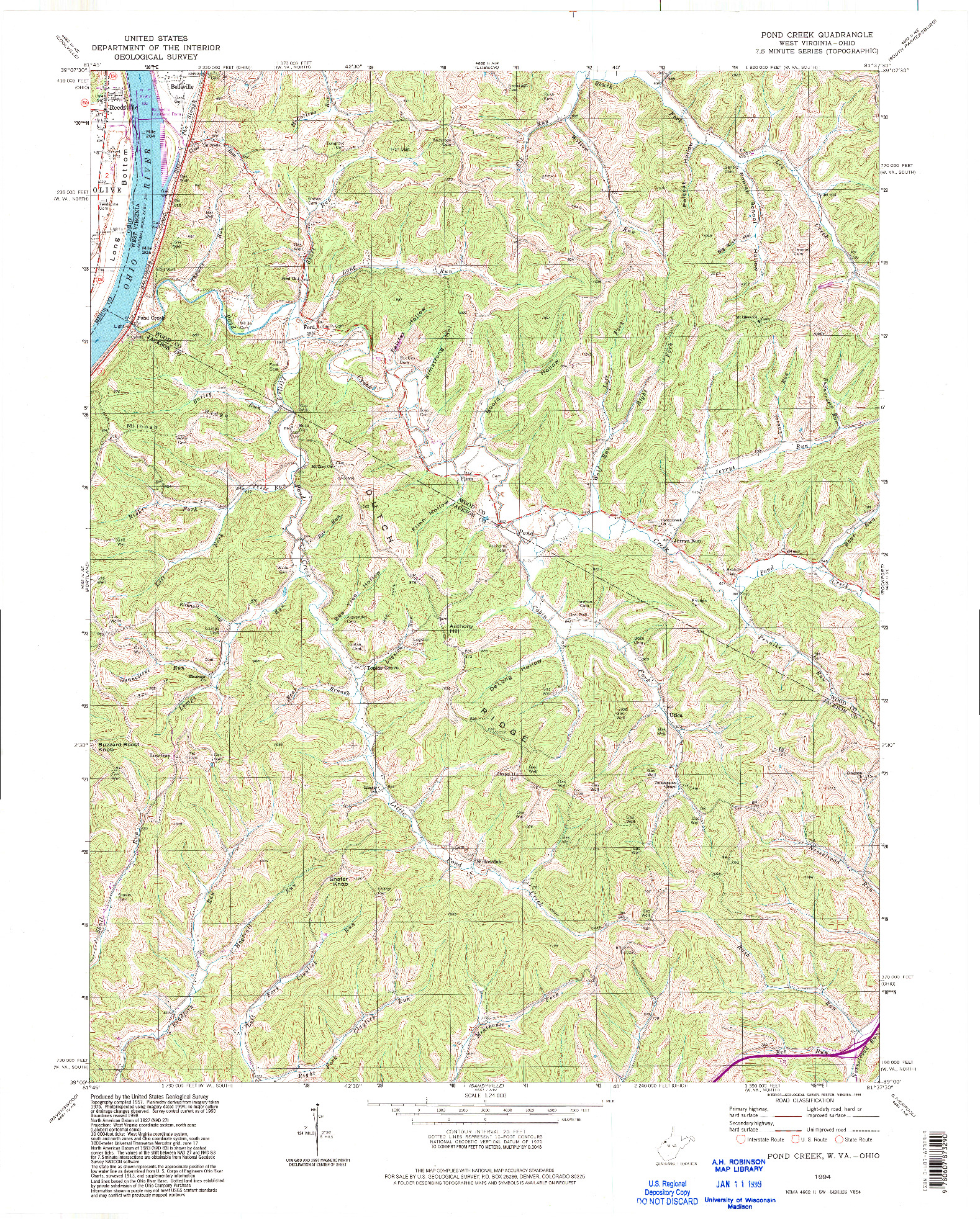 USGS 1:24000-SCALE QUADRANGLE FOR POND CREEK, WV 1994