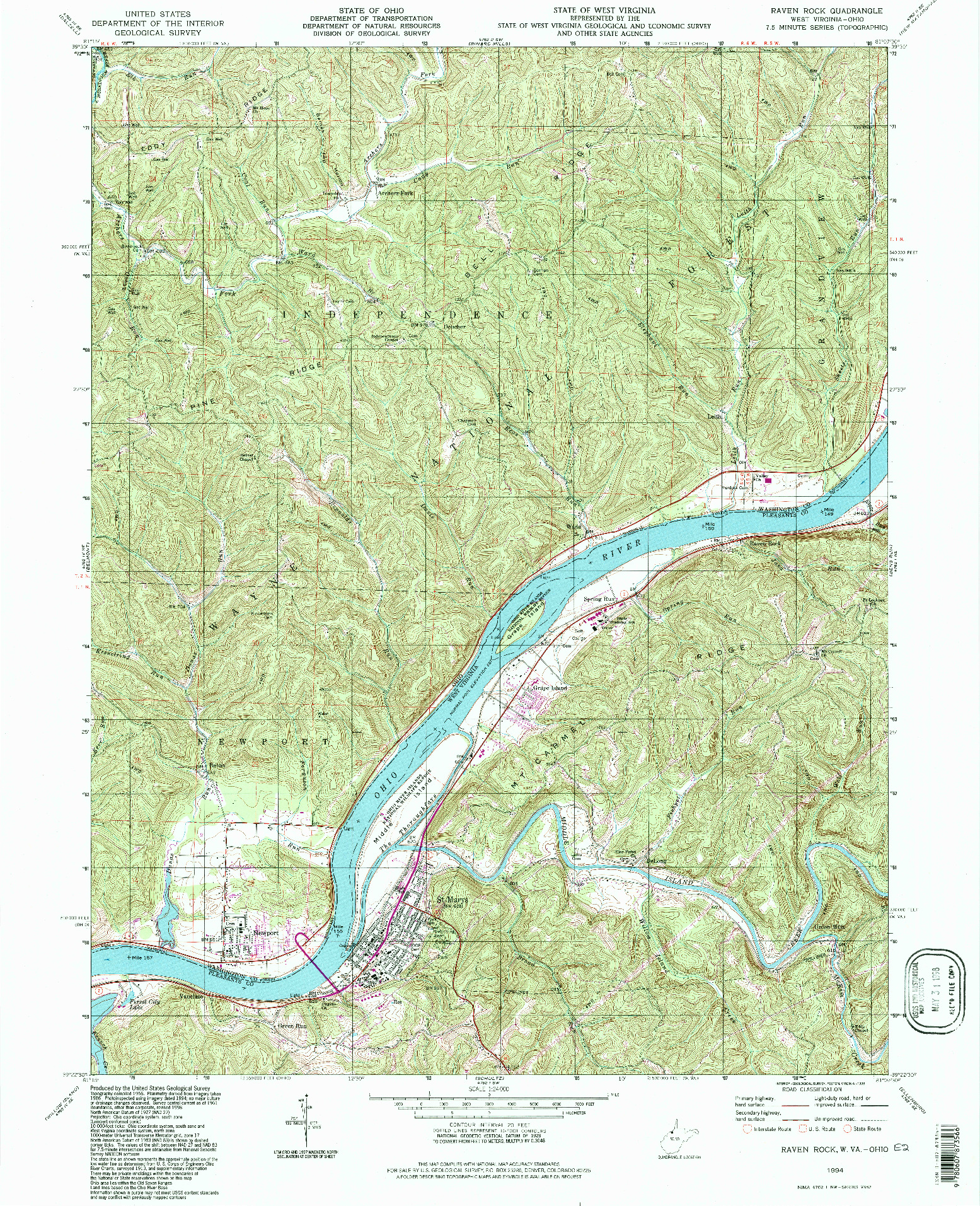 USGS 1:24000-SCALE QUADRANGLE FOR RAVEN ROCK, WV 1994