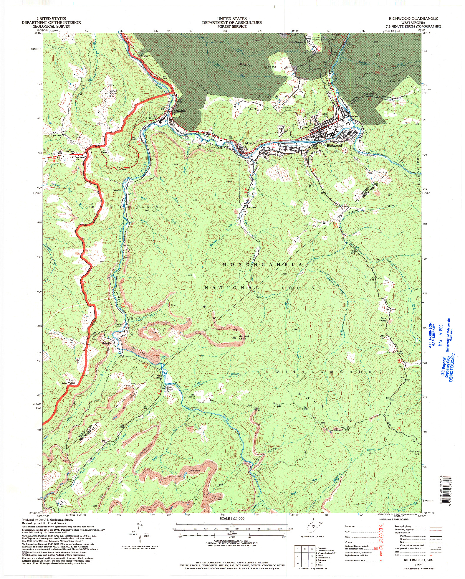 USGS 1:24000-SCALE QUADRANGLE FOR RICHWOOD, WV 1995