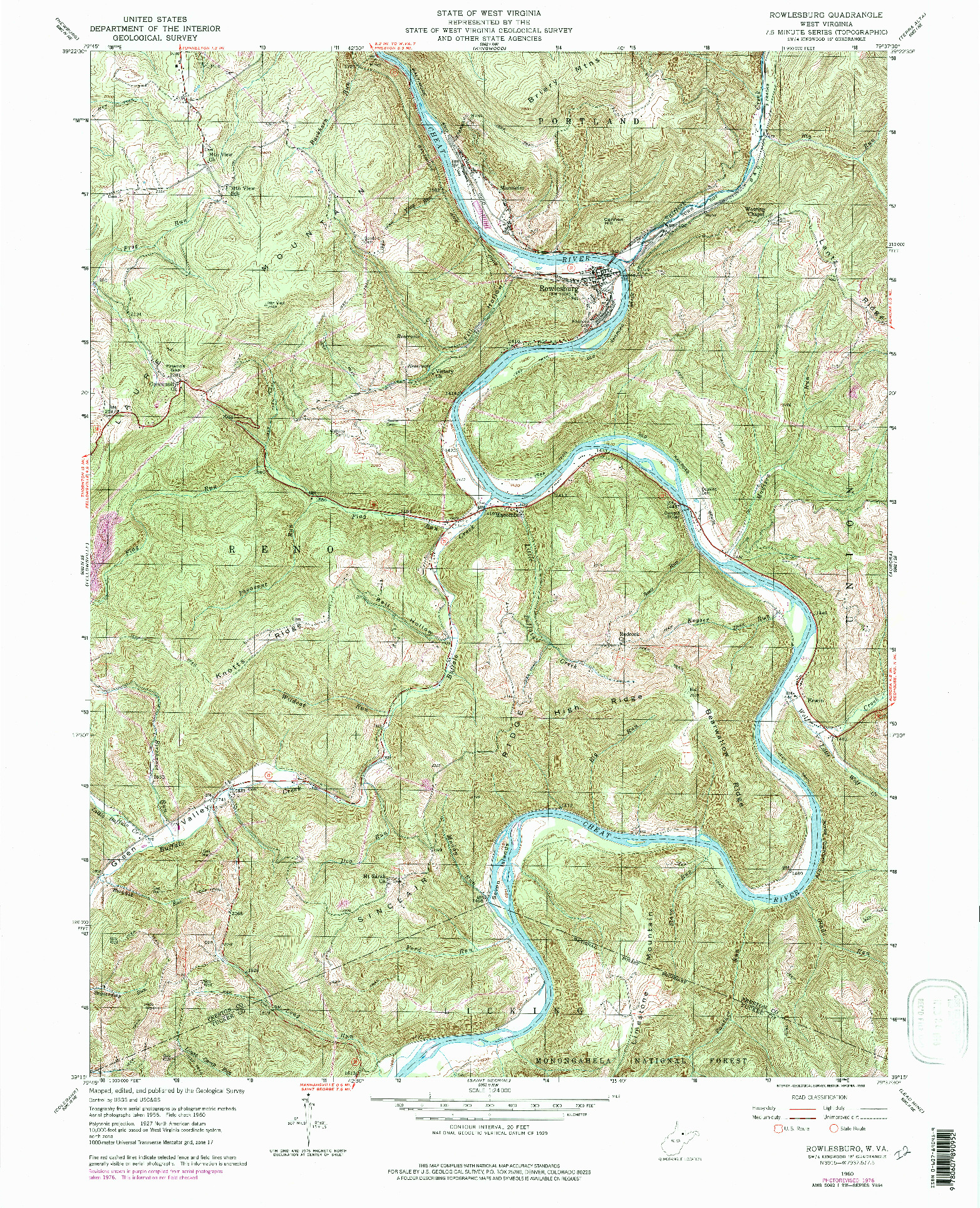 USGS 1:24000-SCALE QUADRANGLE FOR ROWLESBURG, WV 1960