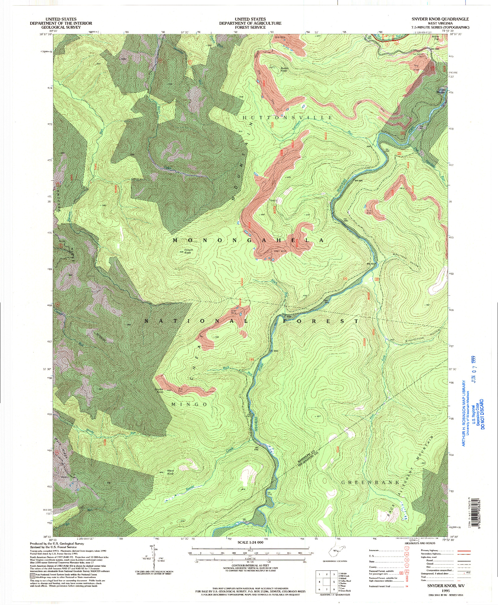 USGS 1:24000-SCALE QUADRANGLE FOR SNYDER KNOB, WV 1995