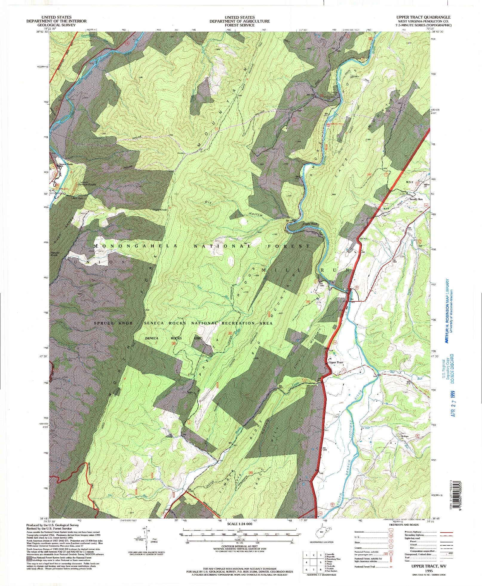 USGS 1:24000-SCALE QUADRANGLE FOR UPPER TRACT, WV 1995