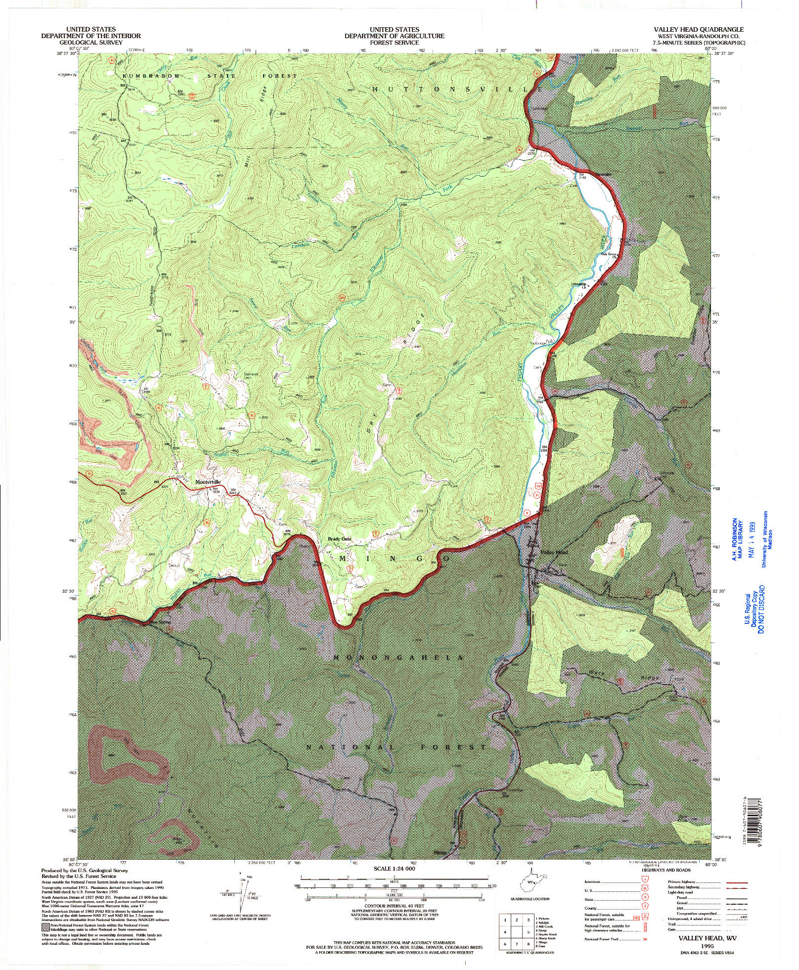 USGS 1:24000-SCALE QUADRANGLE FOR VALLEY HEAD, WV 1995