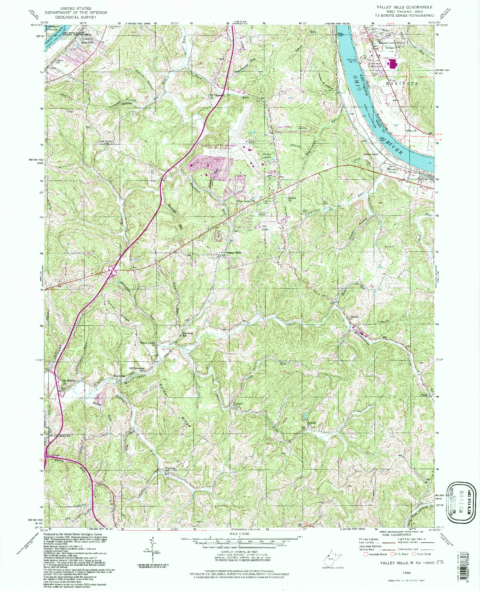 USGS 1:24000-SCALE QUADRANGLE FOR VALLEY MILLS, WV 1994