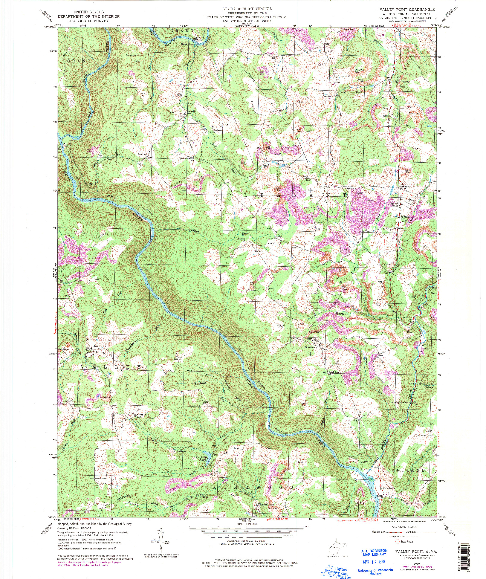 USGS 1:24000-SCALE QUADRANGLE FOR VALLEY POINT, WV 1959