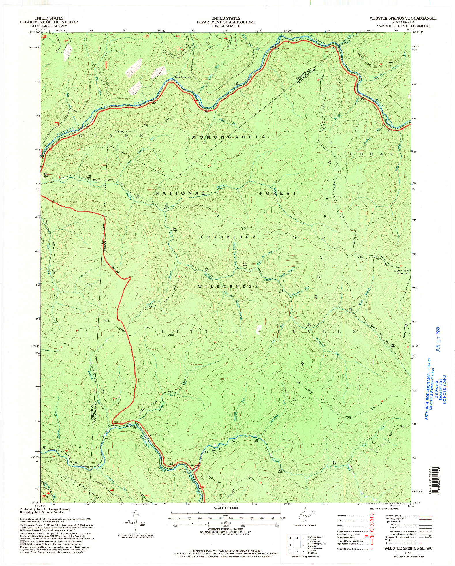 USGS 1:24000-SCALE QUADRANGLE FOR WEBSTER SPRINGS SE, WV 1995