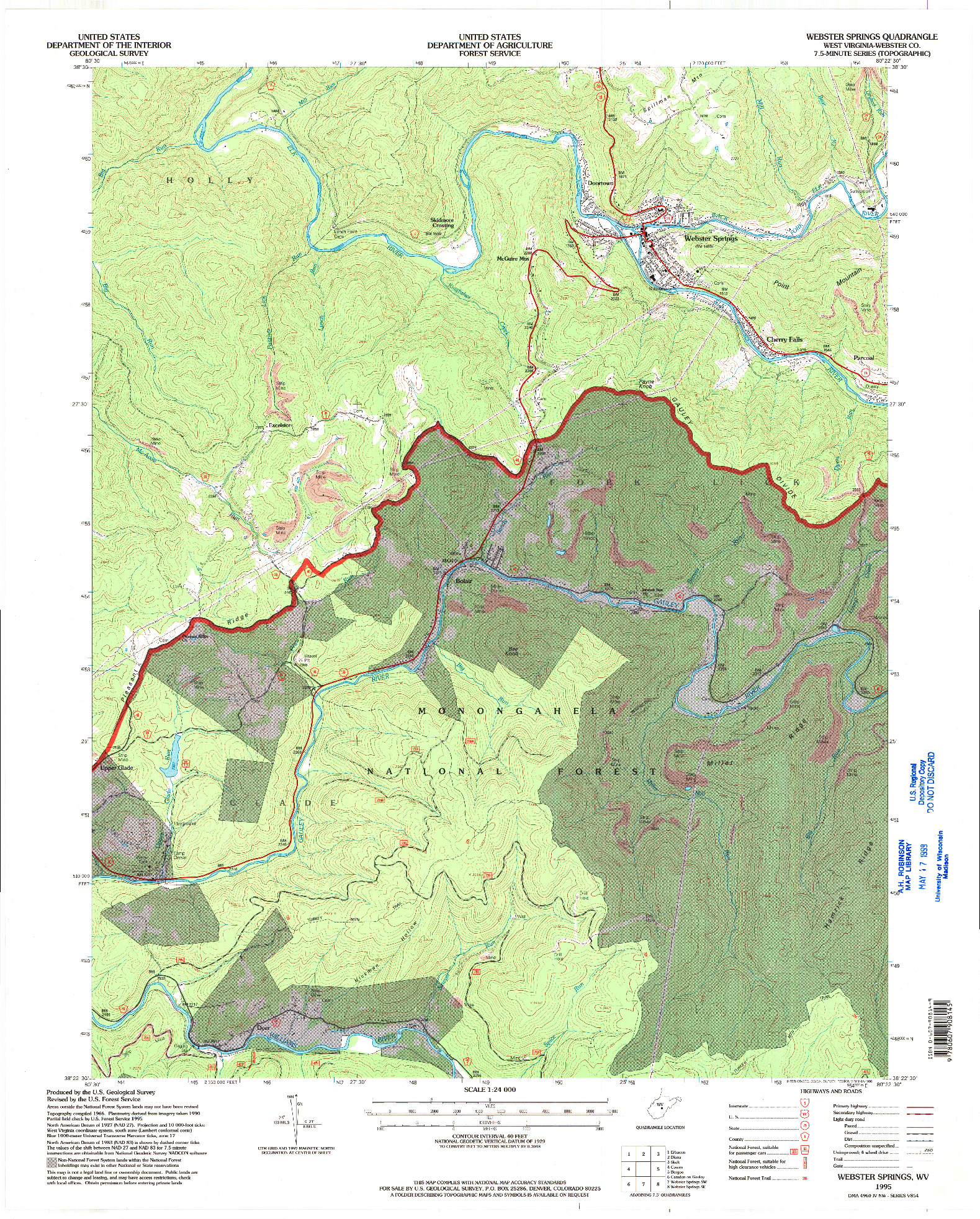 USGS 1:24000-SCALE QUADRANGLE FOR WEBSTER SPRINGS, WV 1995