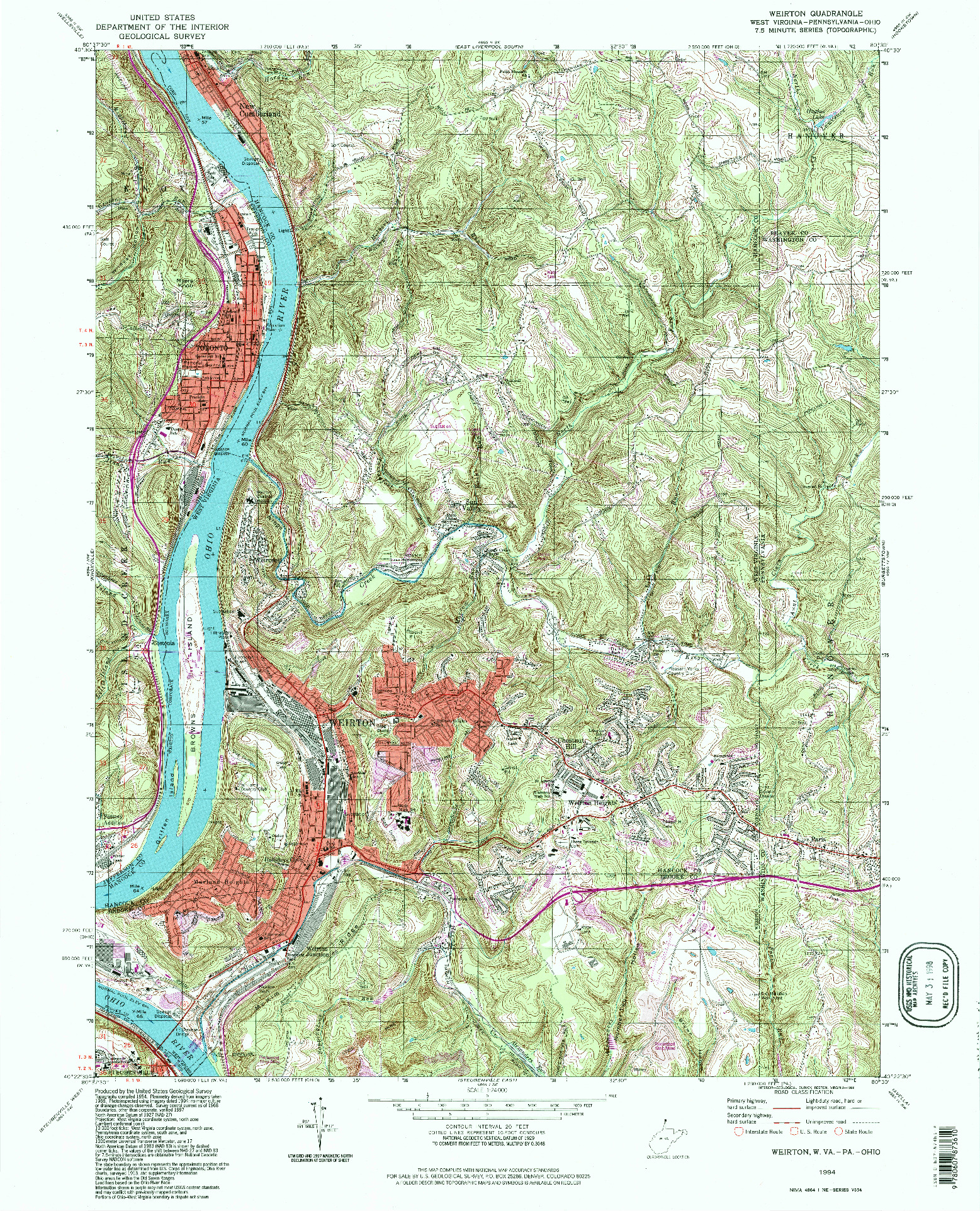 USGS 1:24000-SCALE QUADRANGLE FOR WEIRTON, WV 1994
