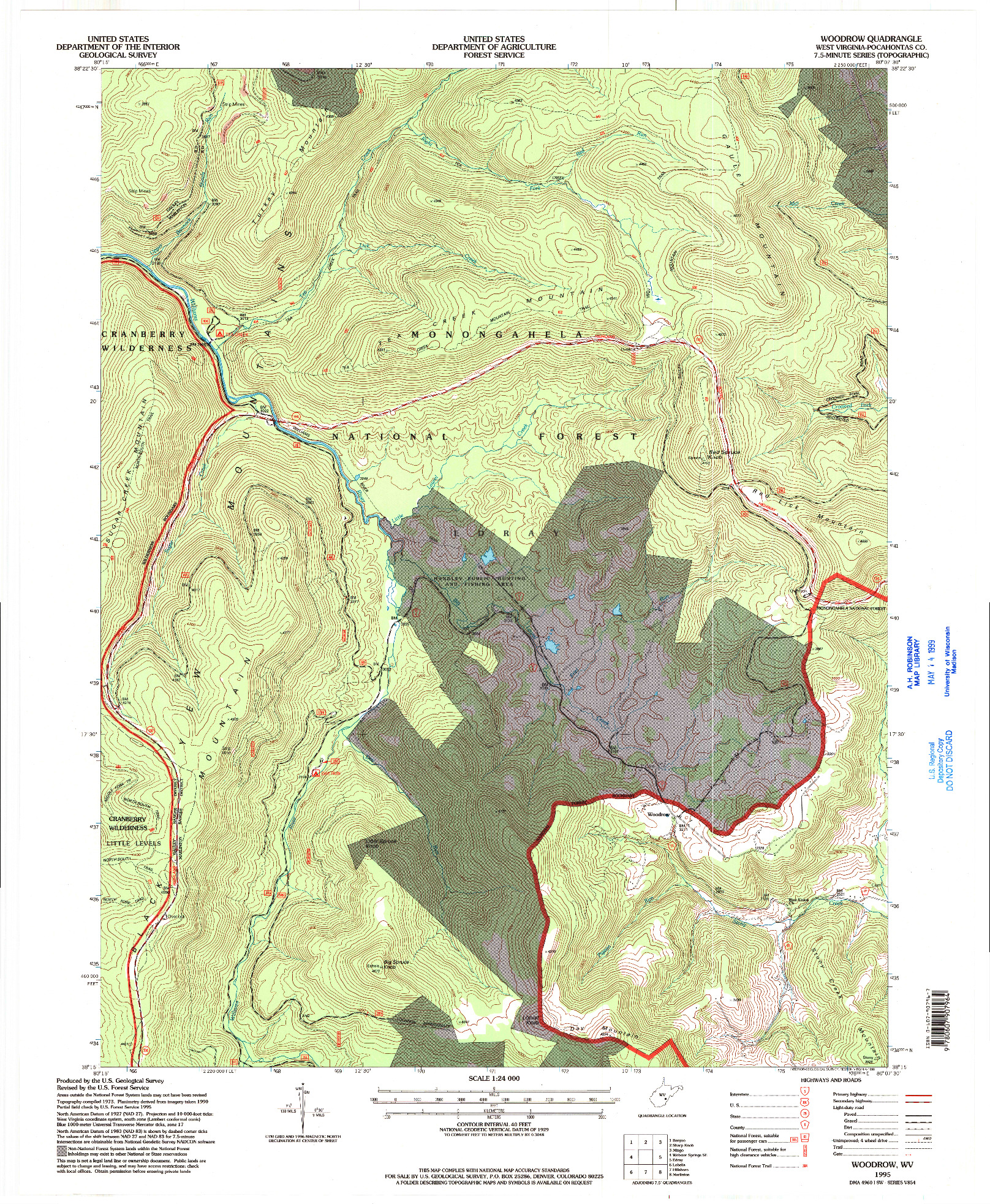 USGS 1:24000-SCALE QUADRANGLE FOR WOODROW, WV 1995