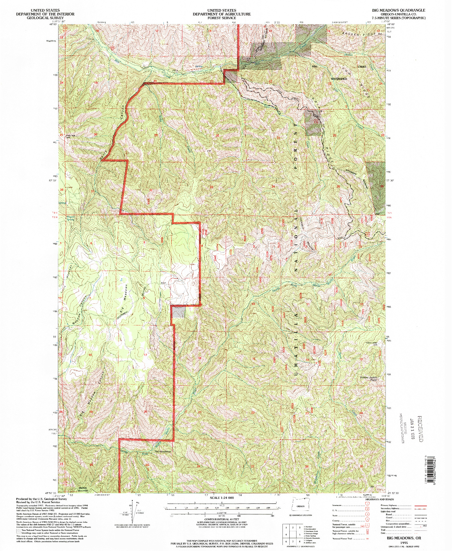 USGS 1:24000-SCALE QUADRANGLE FOR BIG MEADOWS, OR 1995