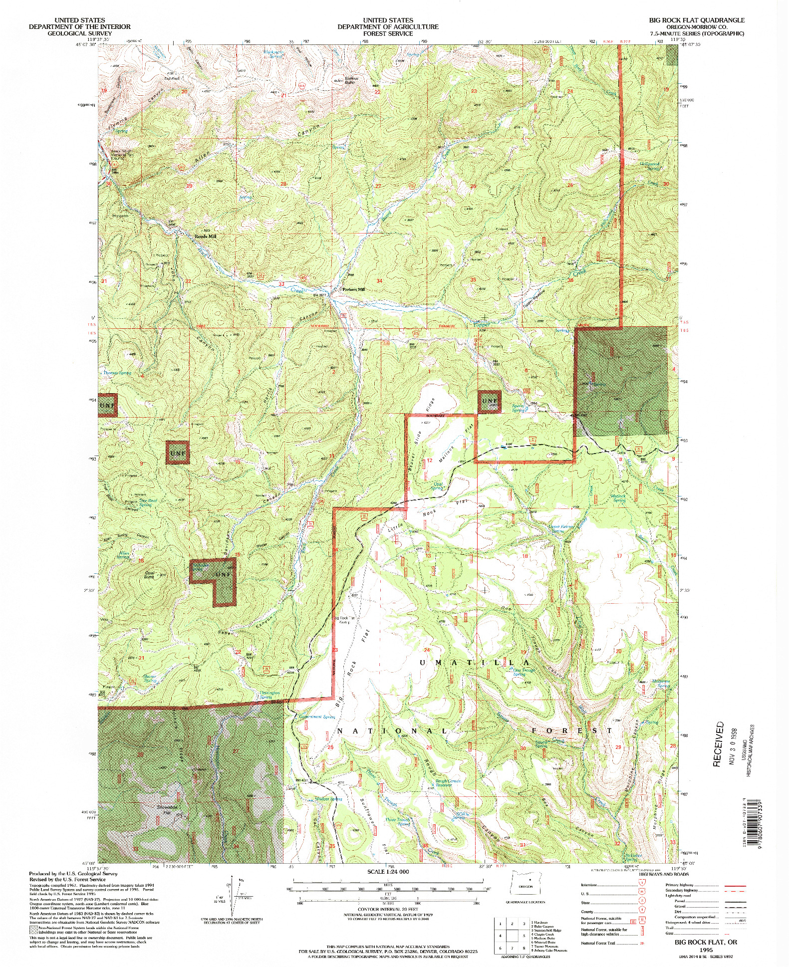 USGS 1:24000-SCALE QUADRANGLE FOR BIG ROCK FLAT, OR 1995