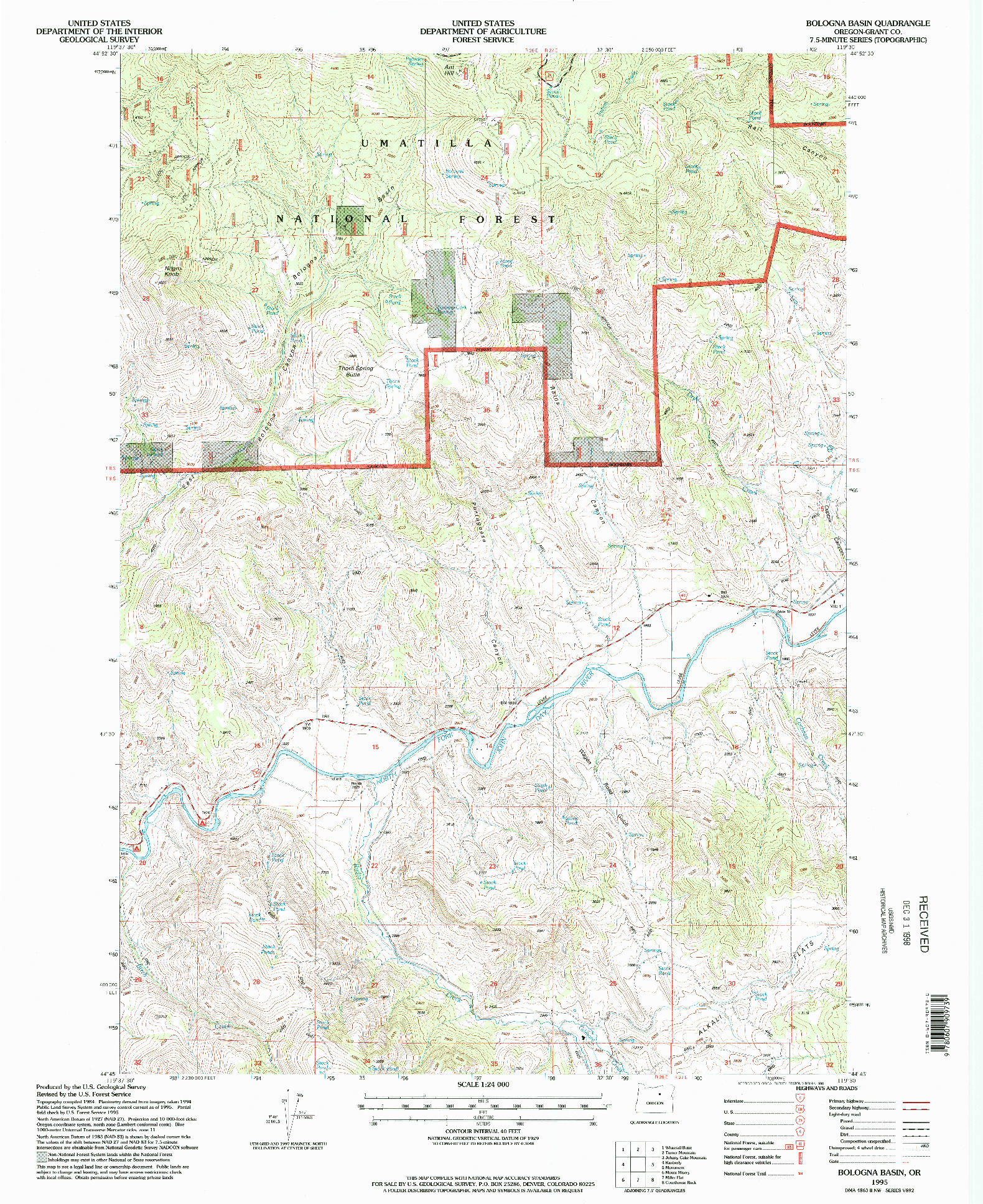 USGS 1:24000-SCALE QUADRANGLE FOR BOLOGNA BASIN, OR 1995